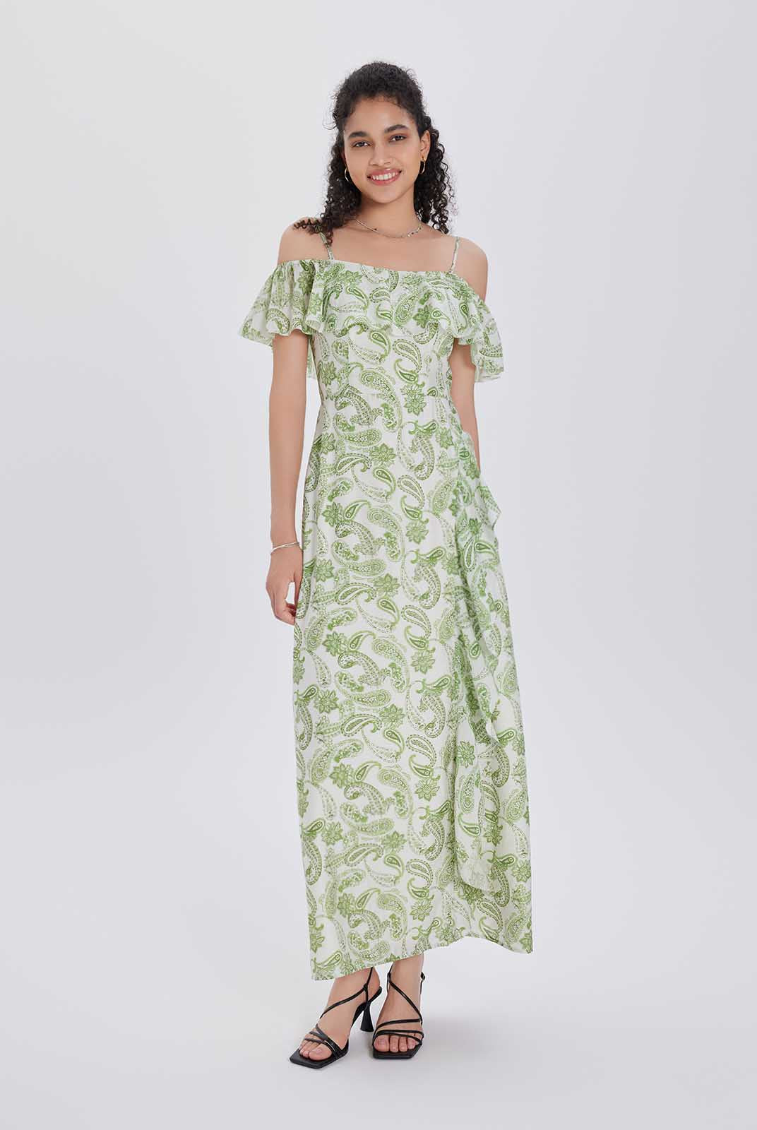 ASOBIO Convertible Ruffle Maxi Dress