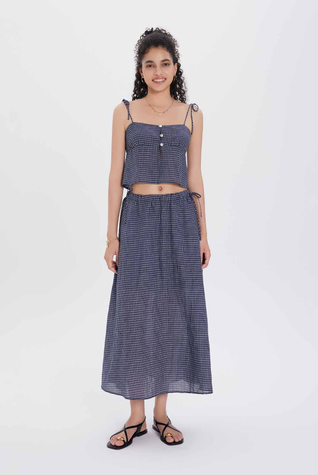 ASOBIO Tie-Waist Lyocell-Linen Maxi Skirt