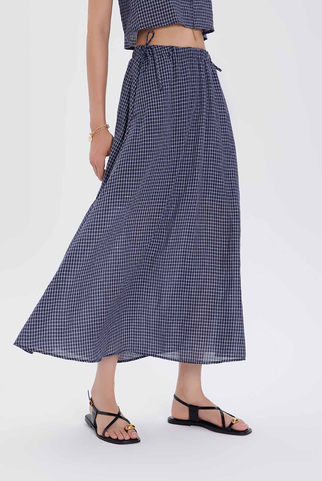 ASOBIO Tie-Waist Lyocell-Linen Maxi Skirt