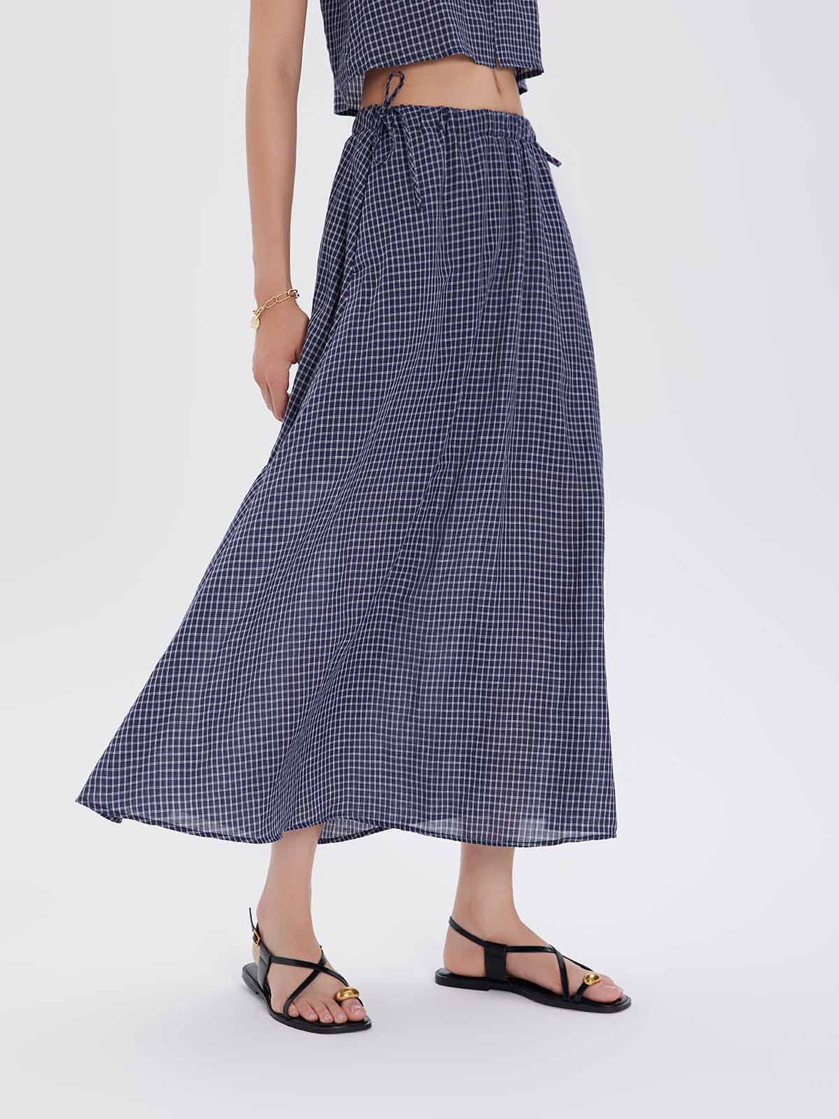 ASOBIO Tie-Waist Lyocell-Linen Maxi Skirt