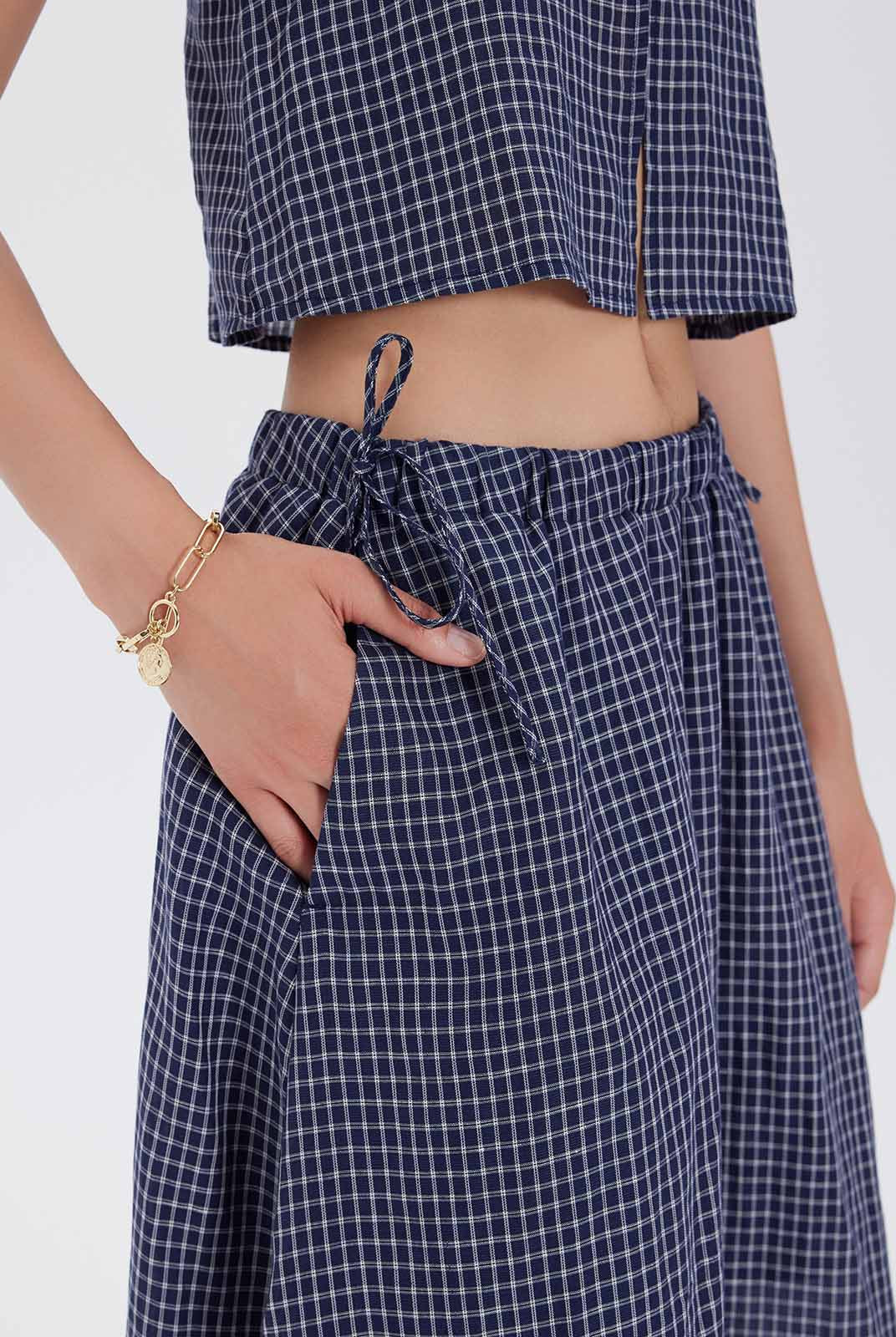 ASOBIO Tie-Waist Lyocell-Linen Maxi Skirt