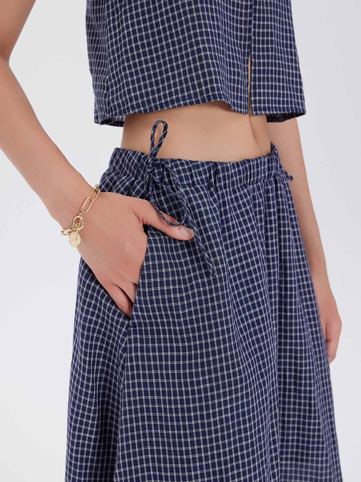 ASOBIO Tie-Waist Lyocell-Linen Maxi Skirt