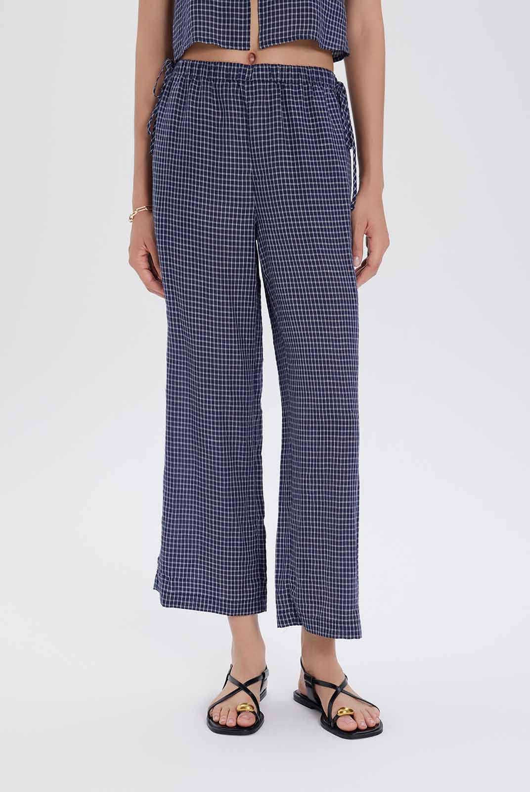 ASOBIO Linen Mid-Rise Wide-Leg Pants