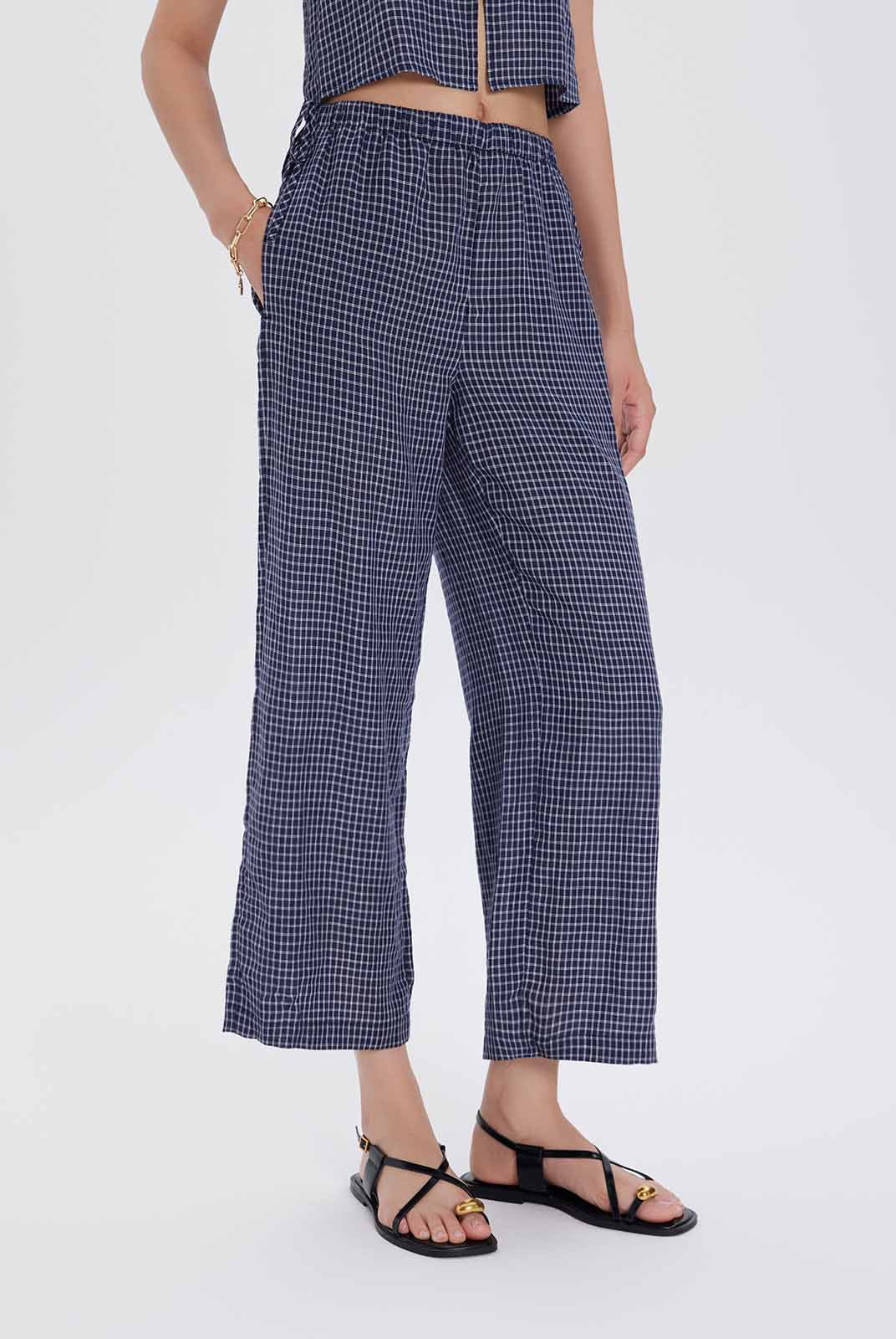 ASOBIO Linen Mid-Rise Wide-Leg Pants