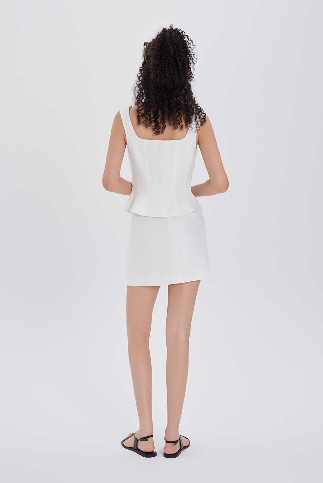 ASOBIO Linen Bustier Top with Peplum Hem