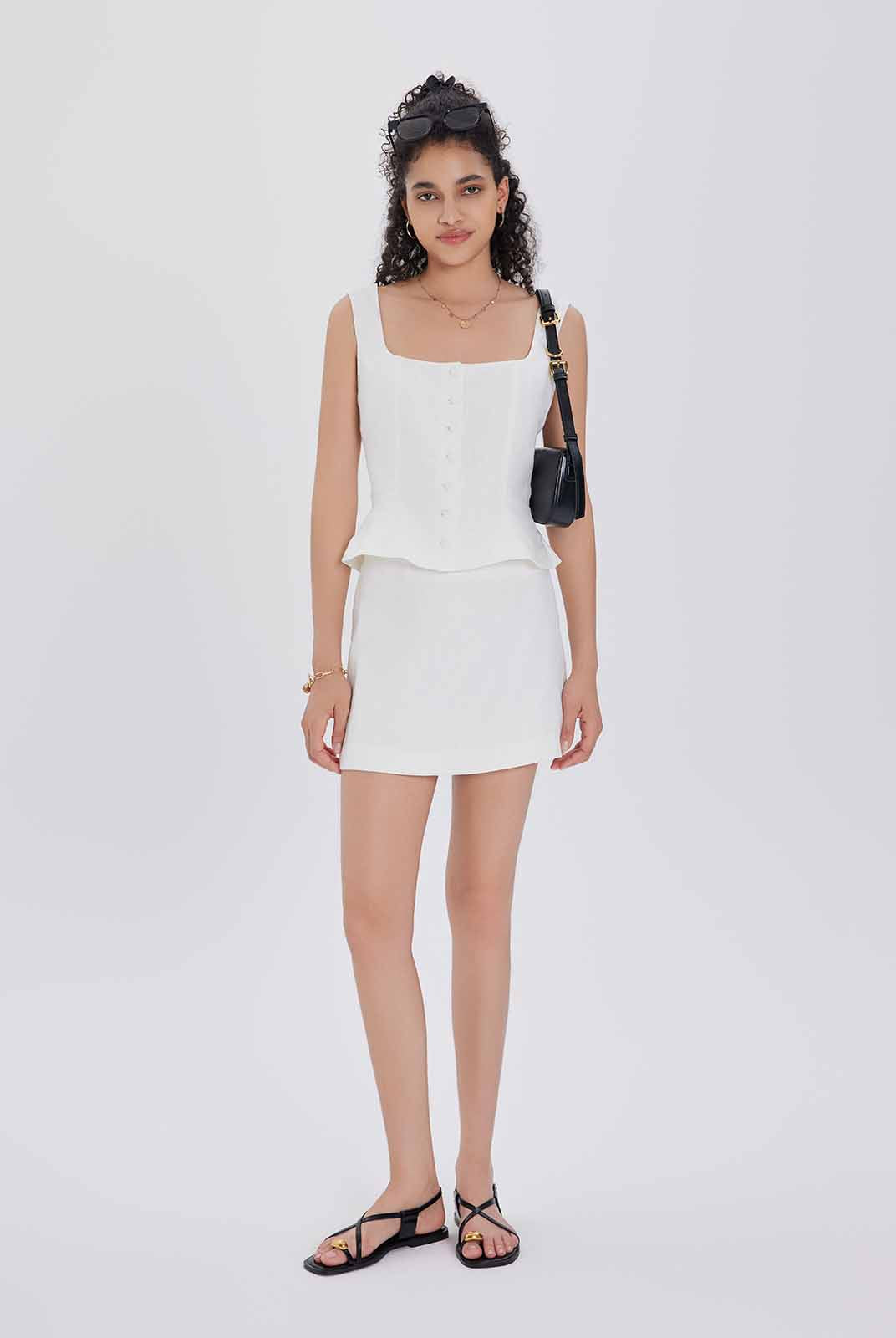 ASOBIO 100% Linen Mid-Rise Mini Skirt