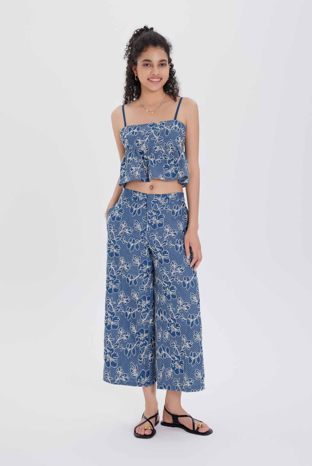 Embroidered Peplum Crop Top