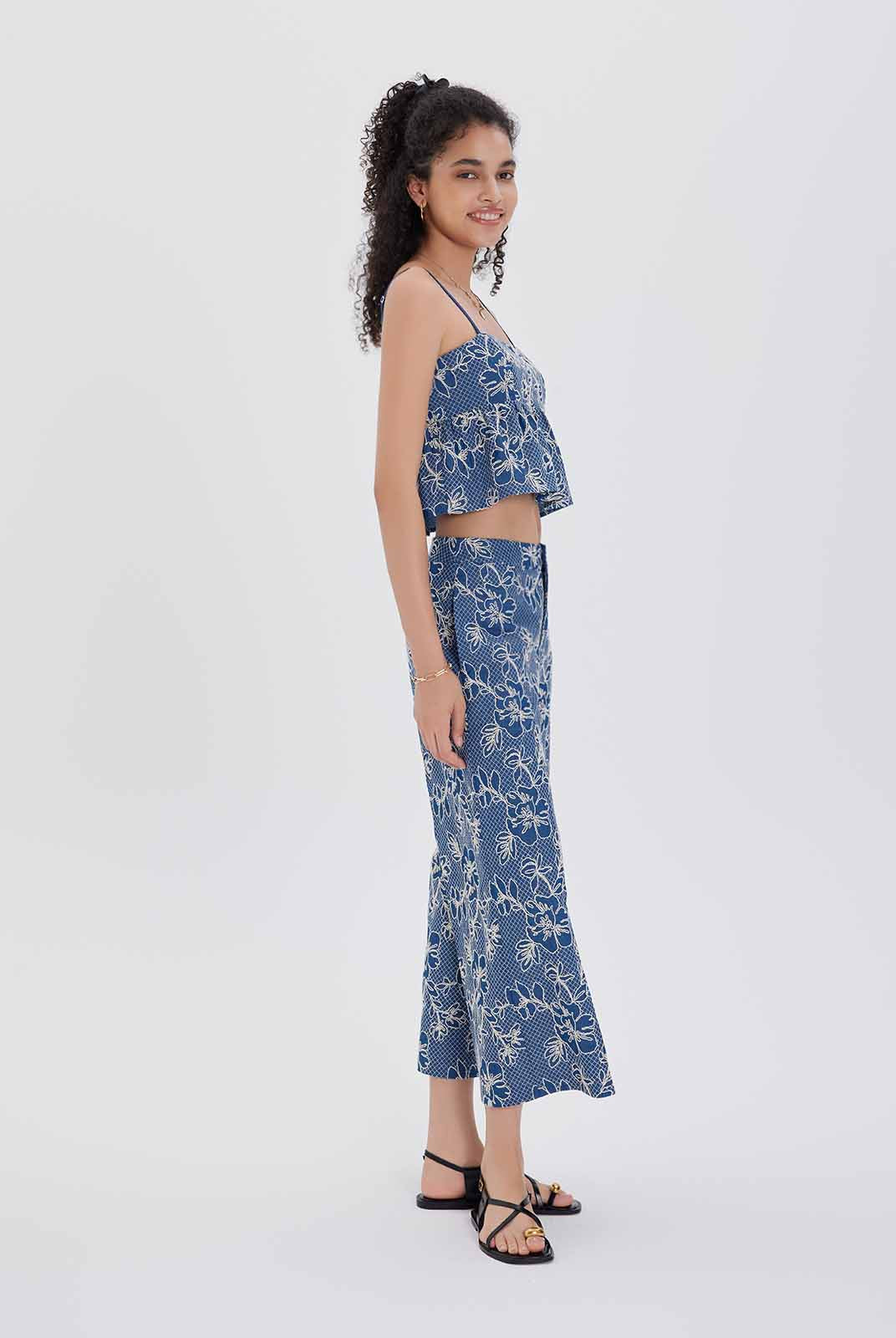 Embroidered Peplum Crop Top