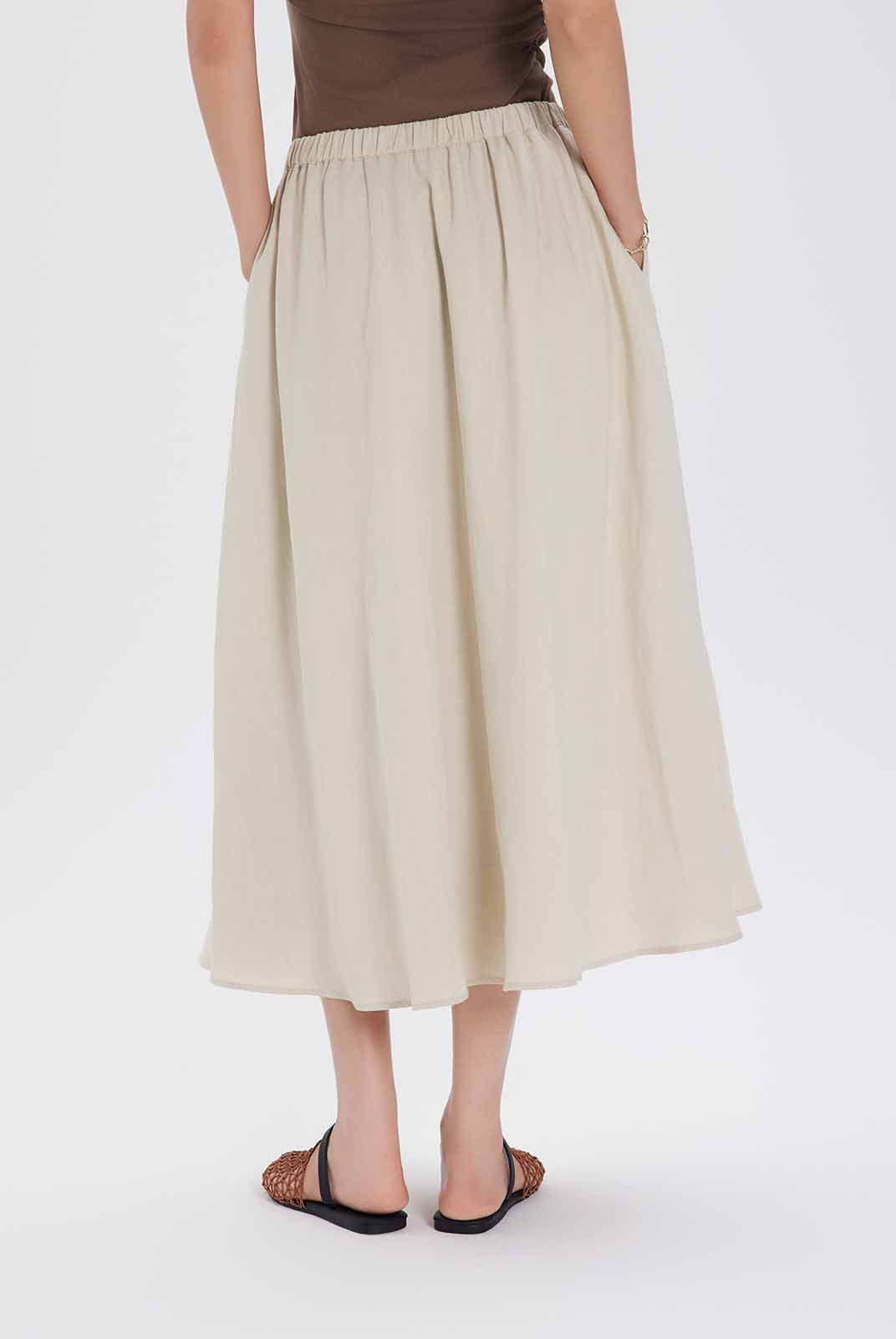 ASOBIO Linen-Blend A-Line Midi Skirt