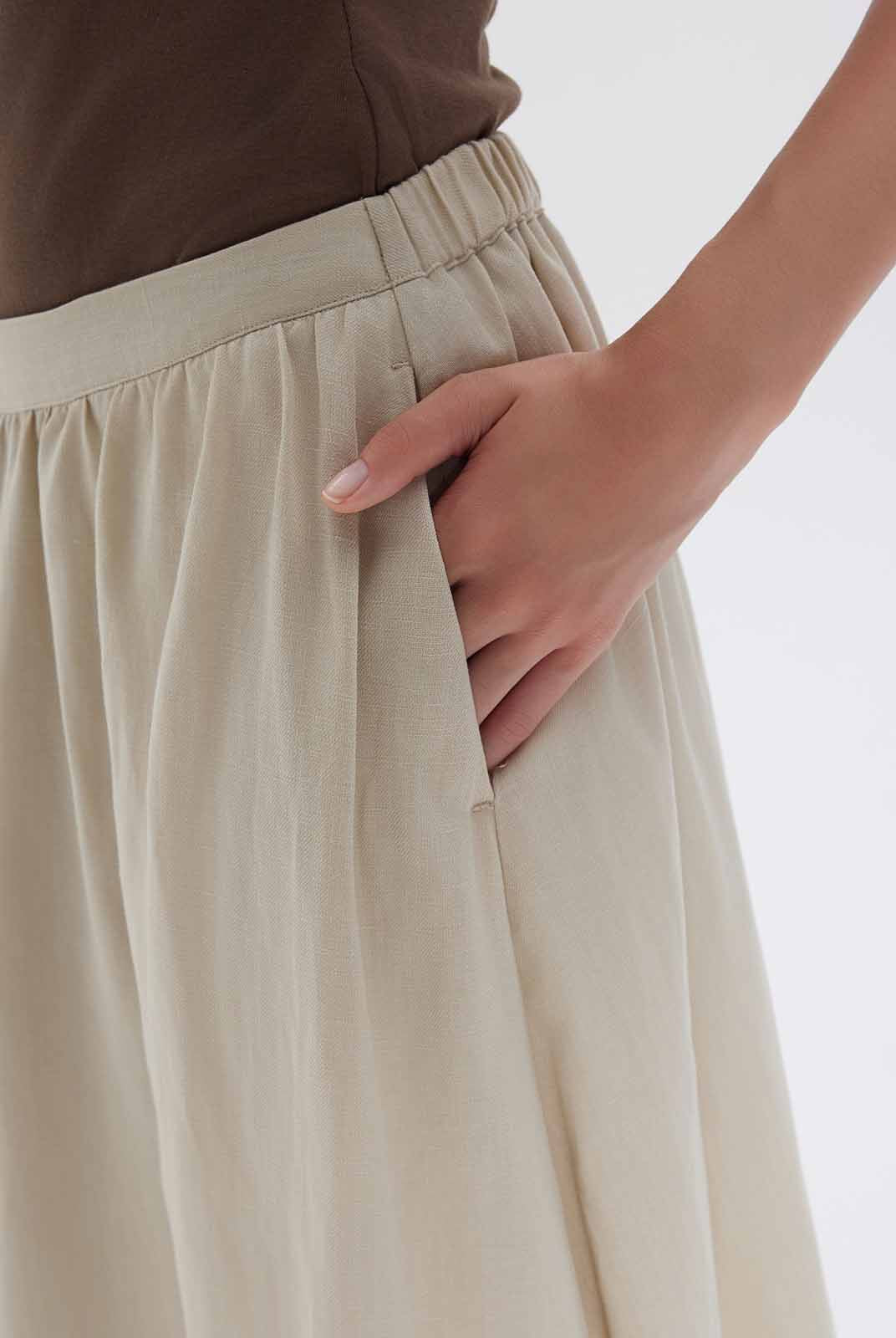 ASOBIO Linen-Blend A-Line Midi Skirt