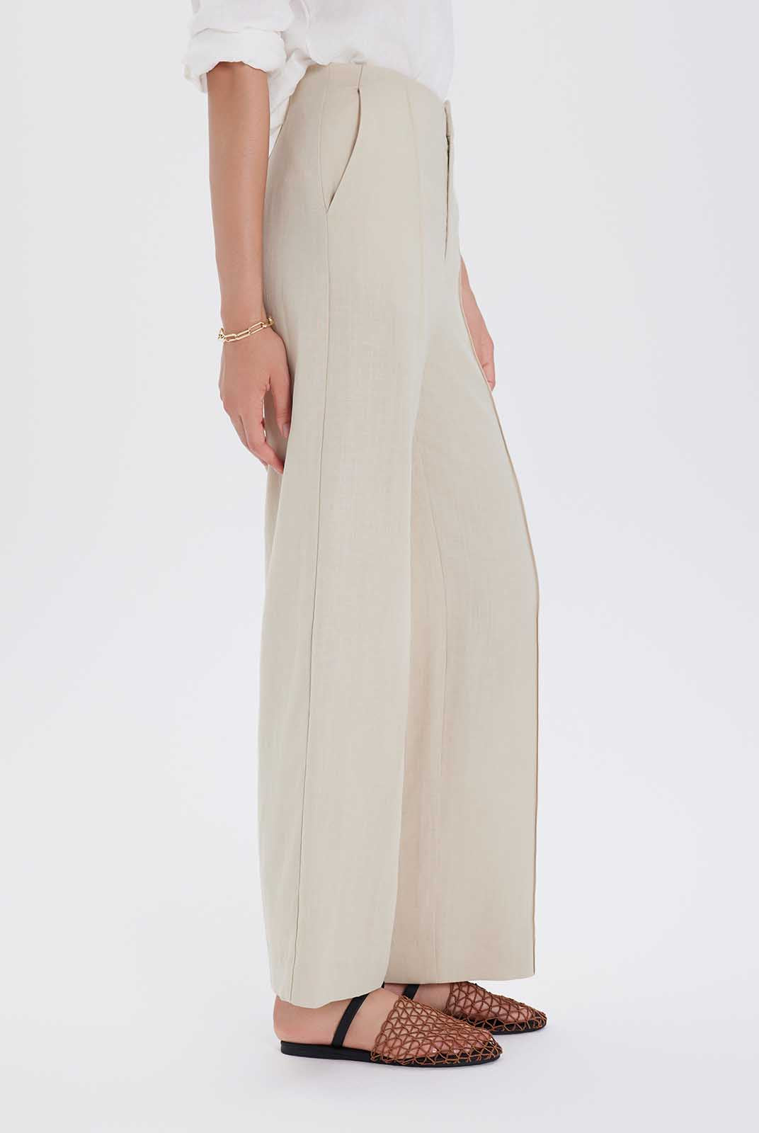 Beige wide-leg pants