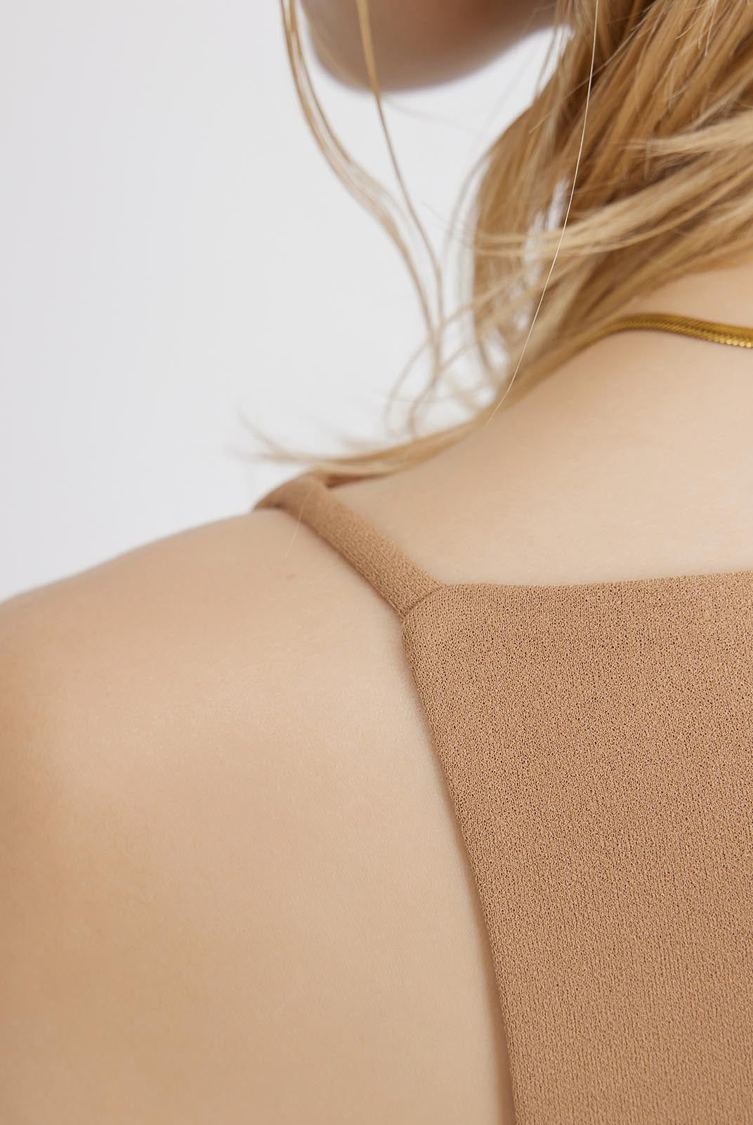 ASOBIO Sleeveless Boatneck Crepe Top