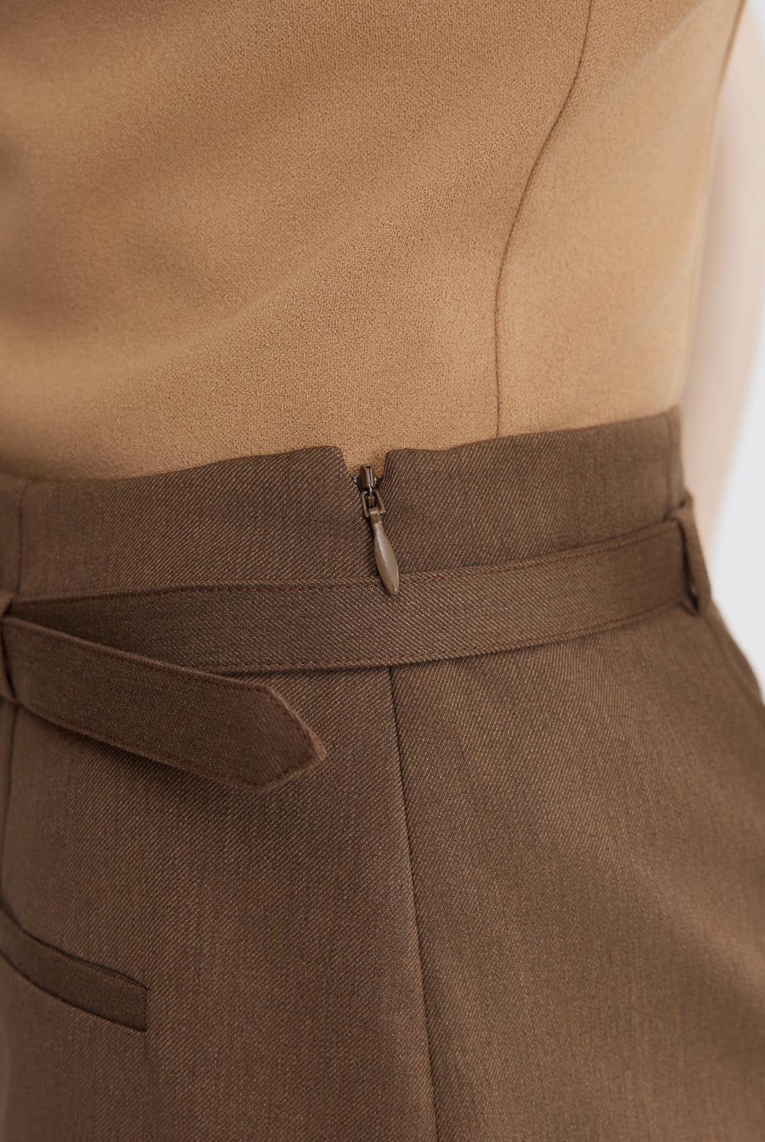 ASOBIO Wool-Blend Mini Skort with Belt