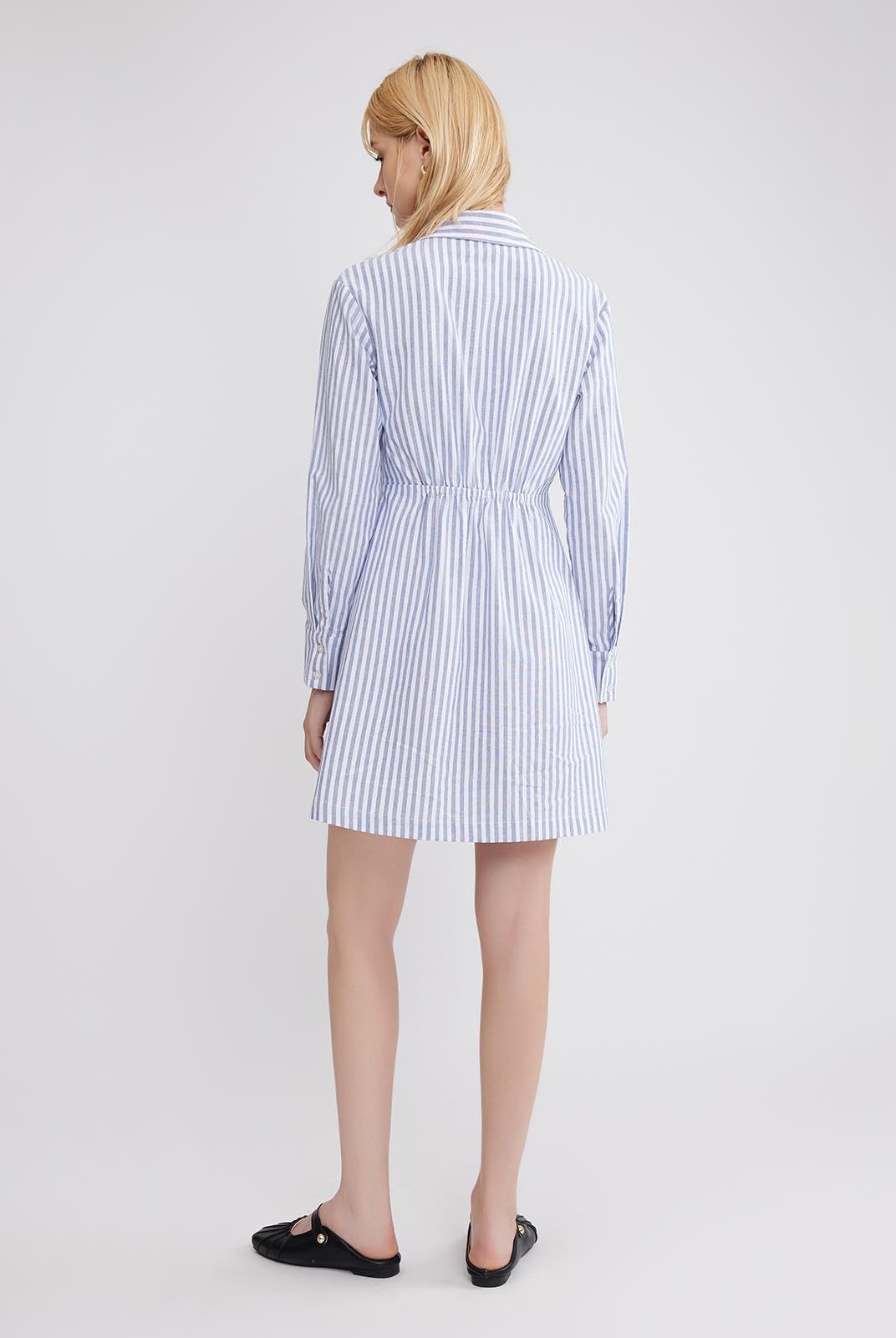 ASOBIO Striped Cotton Shirt Mini Dress