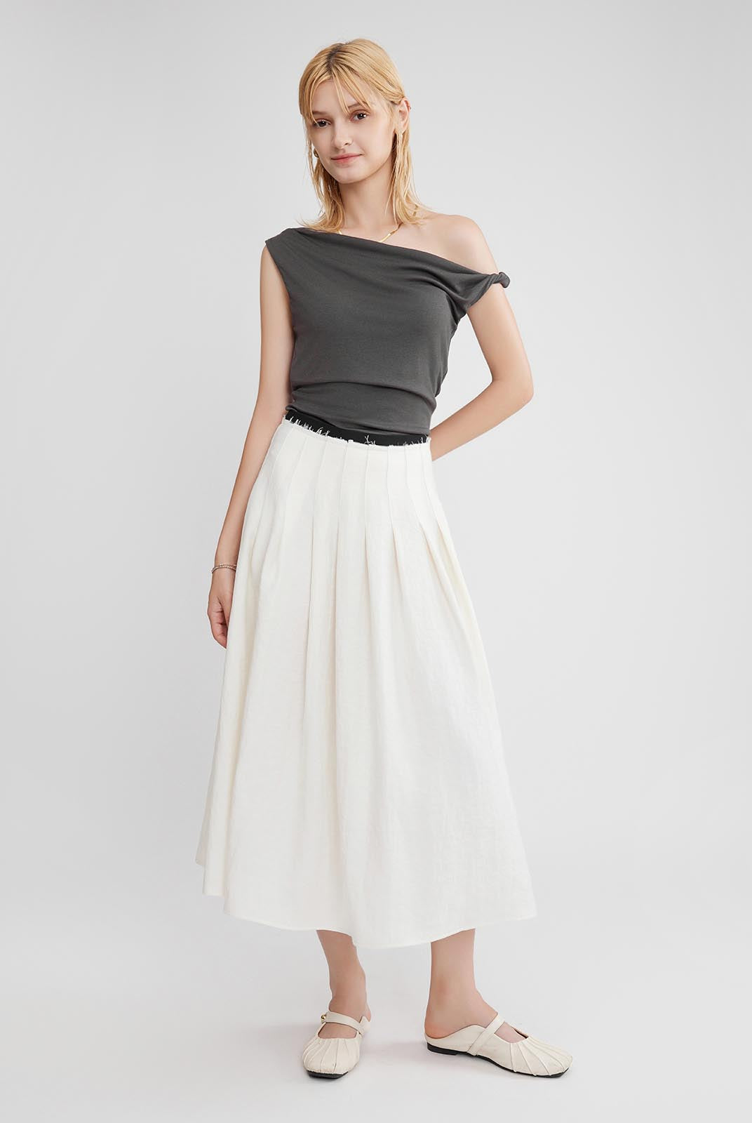 ASOBIO Sculpted Asymmetric Knit Top