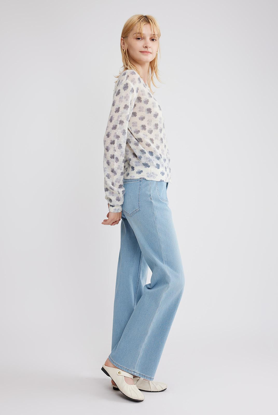 ASOBIO Wool Blend Knit Cardigan