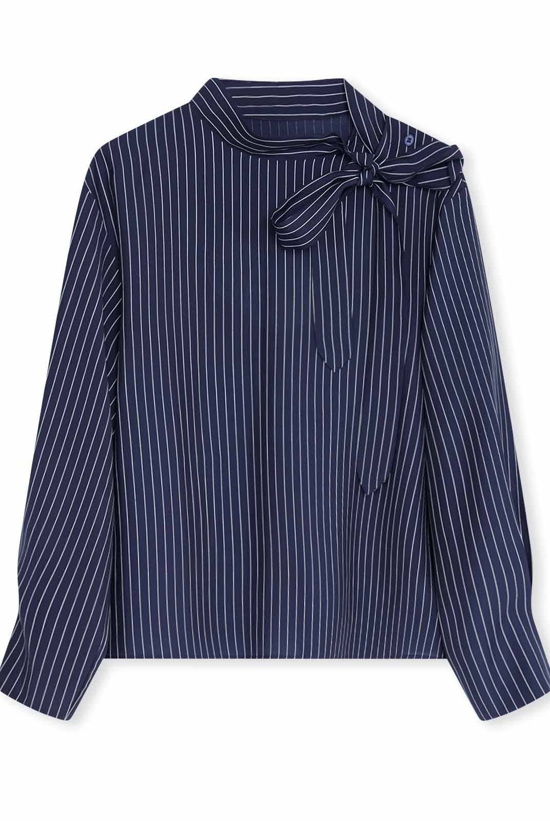 ASOBIO Button-Detail Tie-Neck Blouse