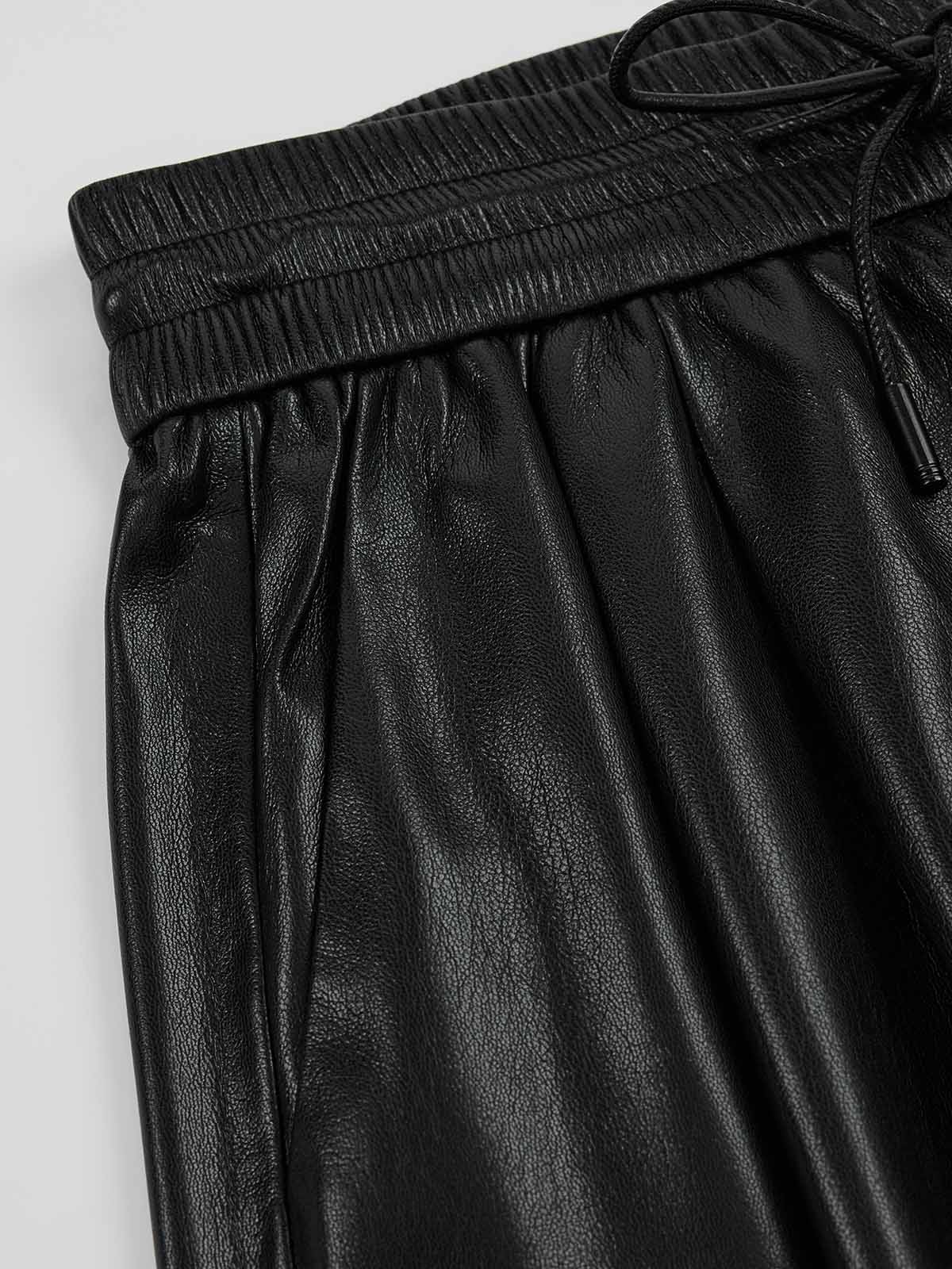 ASOBIO PU Straight-Leg Drawstring Pant