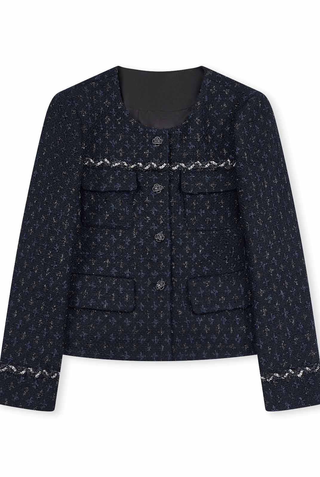 ASOBIO Tweed Round-Neck Jacket