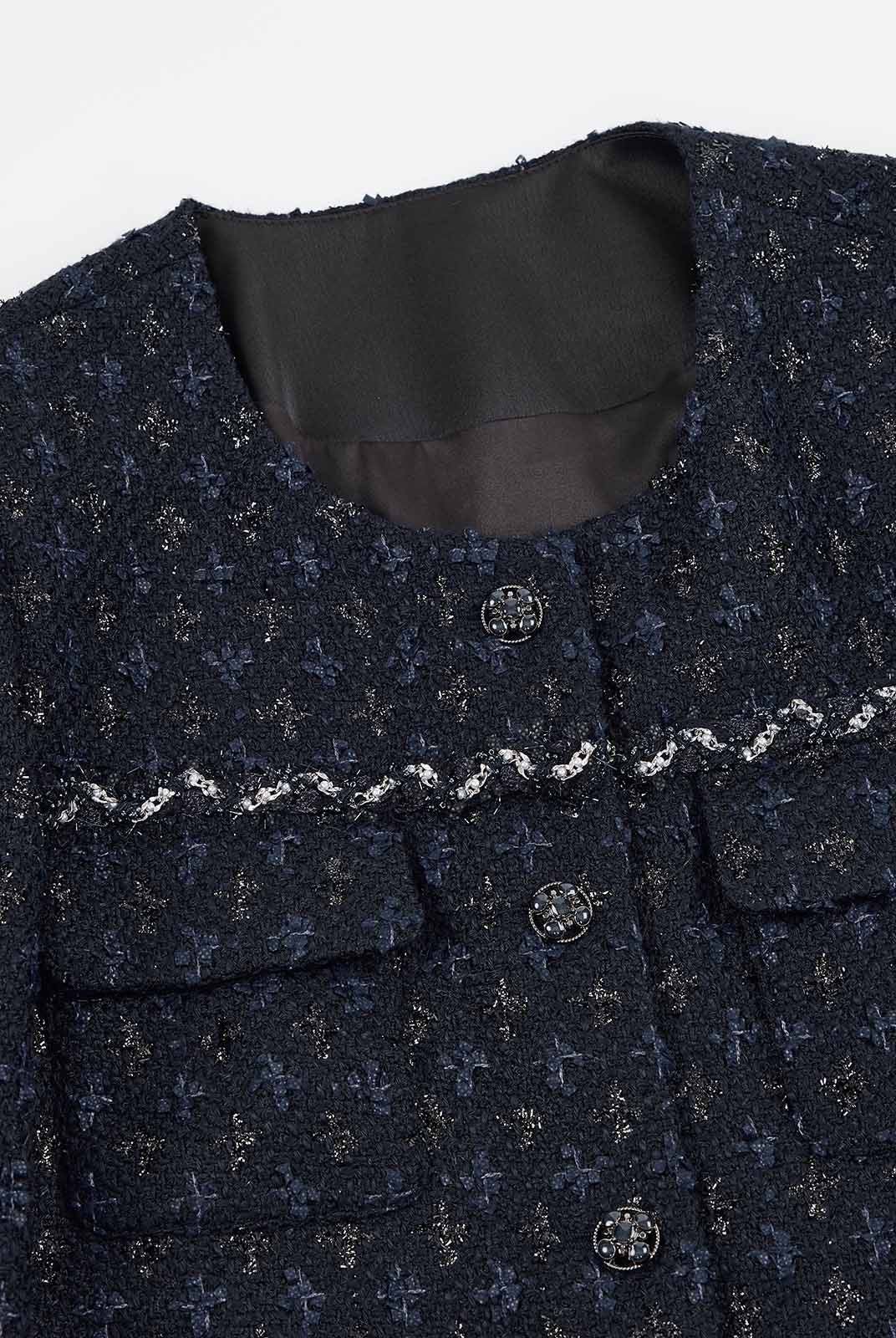 ASOBIO Tweed Round-Neck Jacket