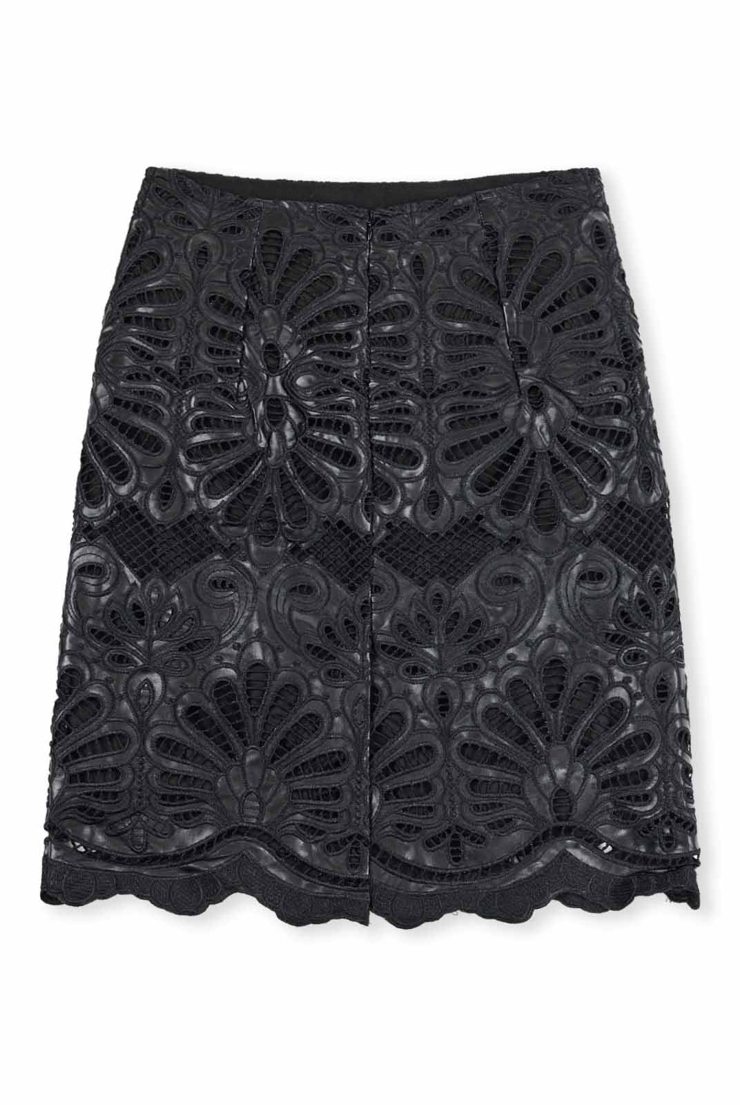 ASOBIO Embroidered PU Mini Skirt