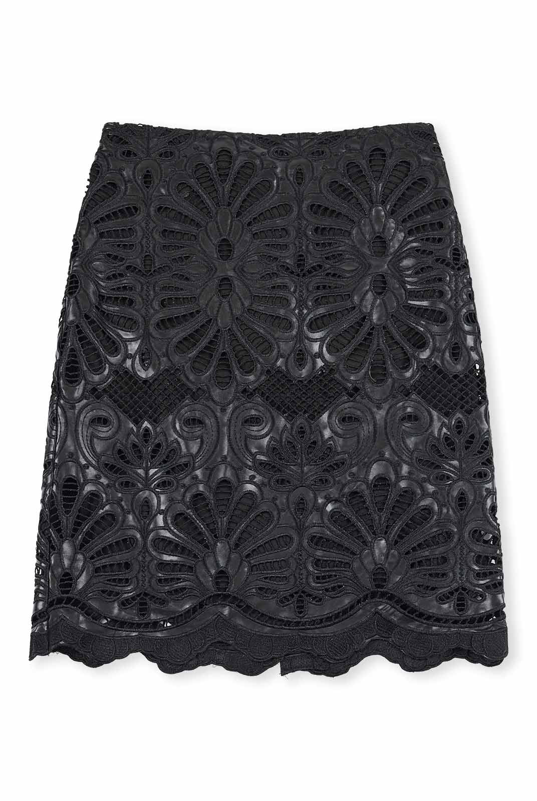 ASOBIO Embroidered PU Mini Skirt