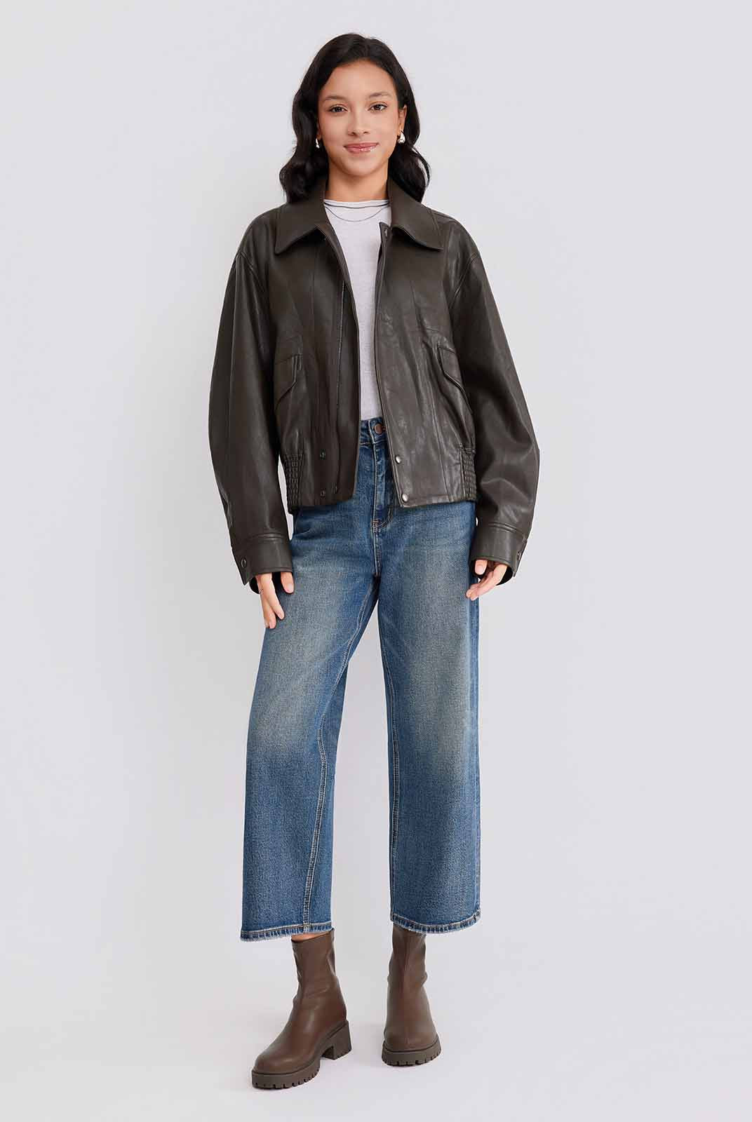 ASOBIO Flap-Pocket Leather Jacket