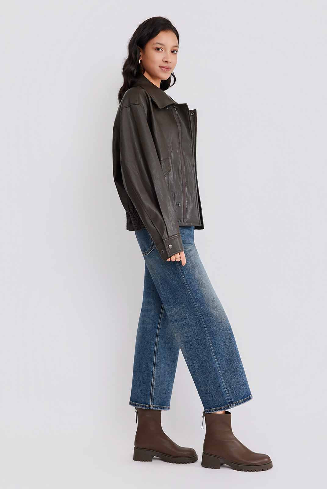 ASOBIO Flap-Pocket Leather Jacket