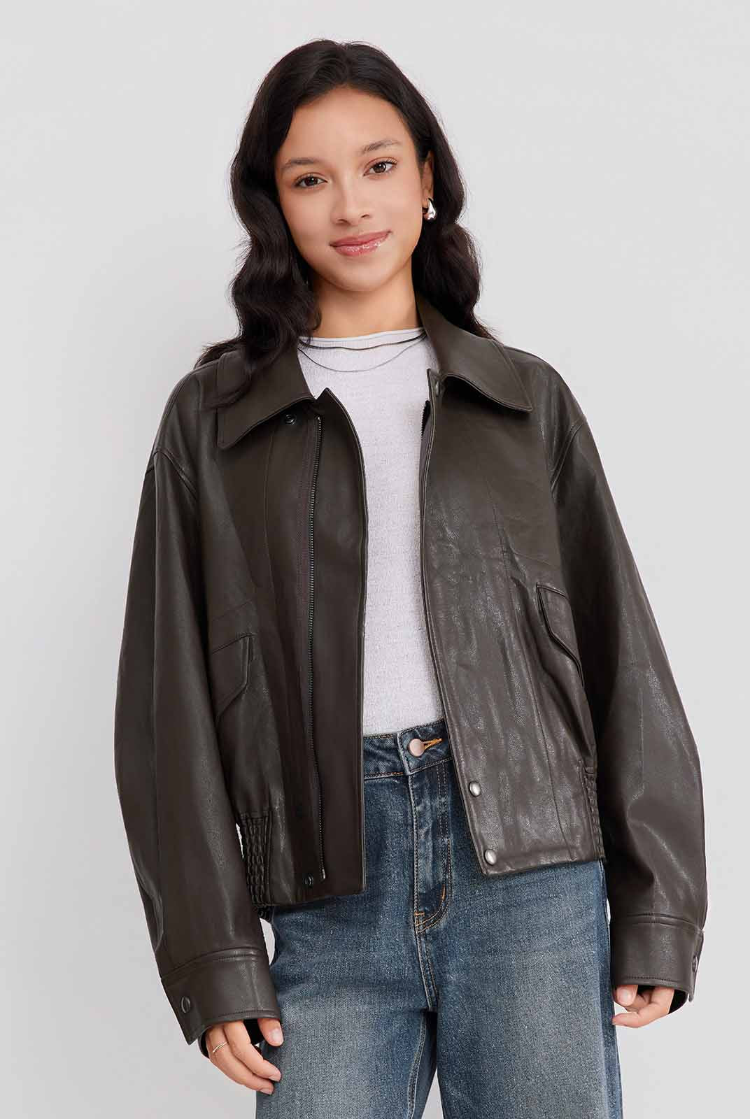 ASOBIO Flap-Pocket Leather Jacket