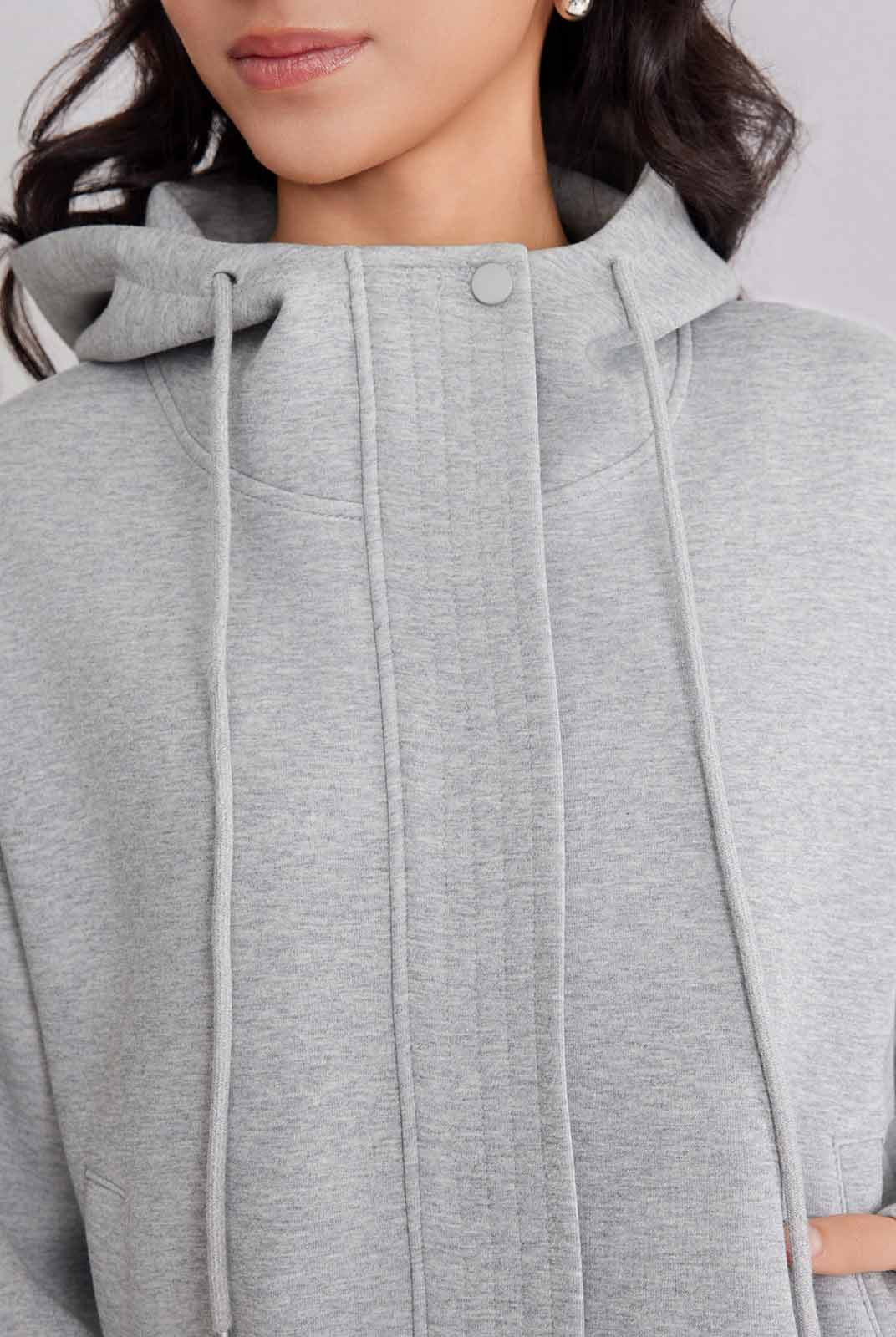 ASOBIO Hooded Drawstring Sweat Jacket