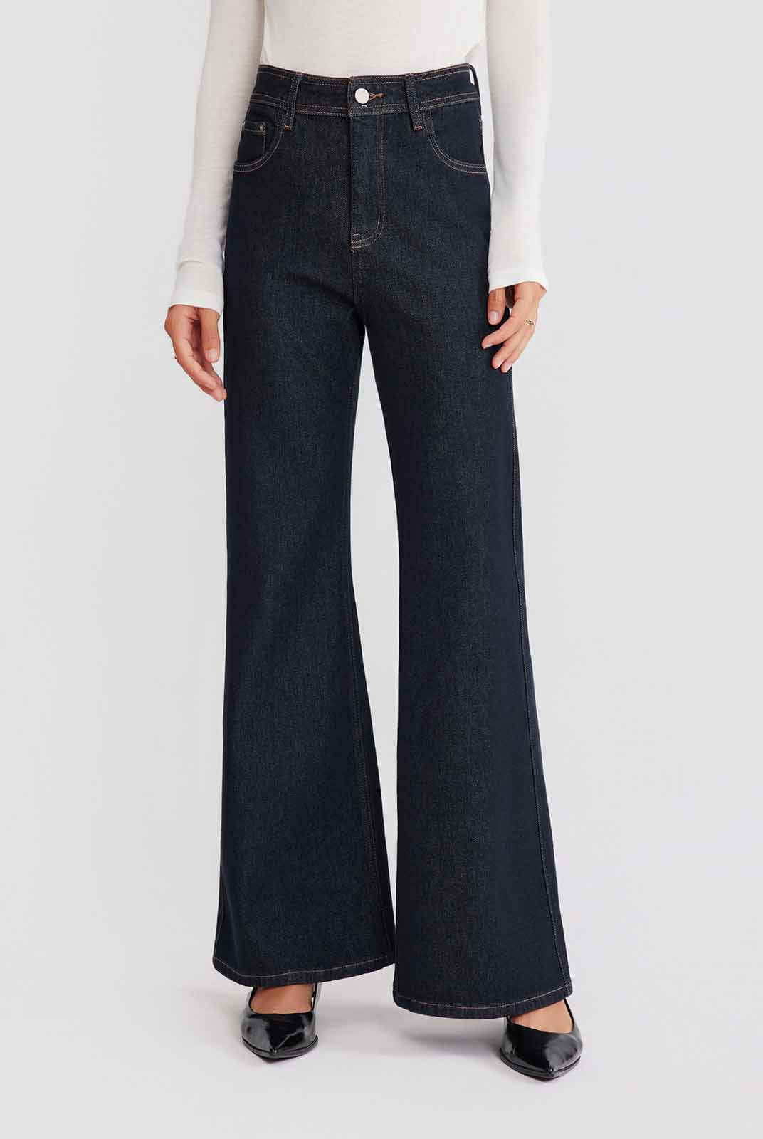 ASOBIO Mid-High Waist Flared Skinny Jeans