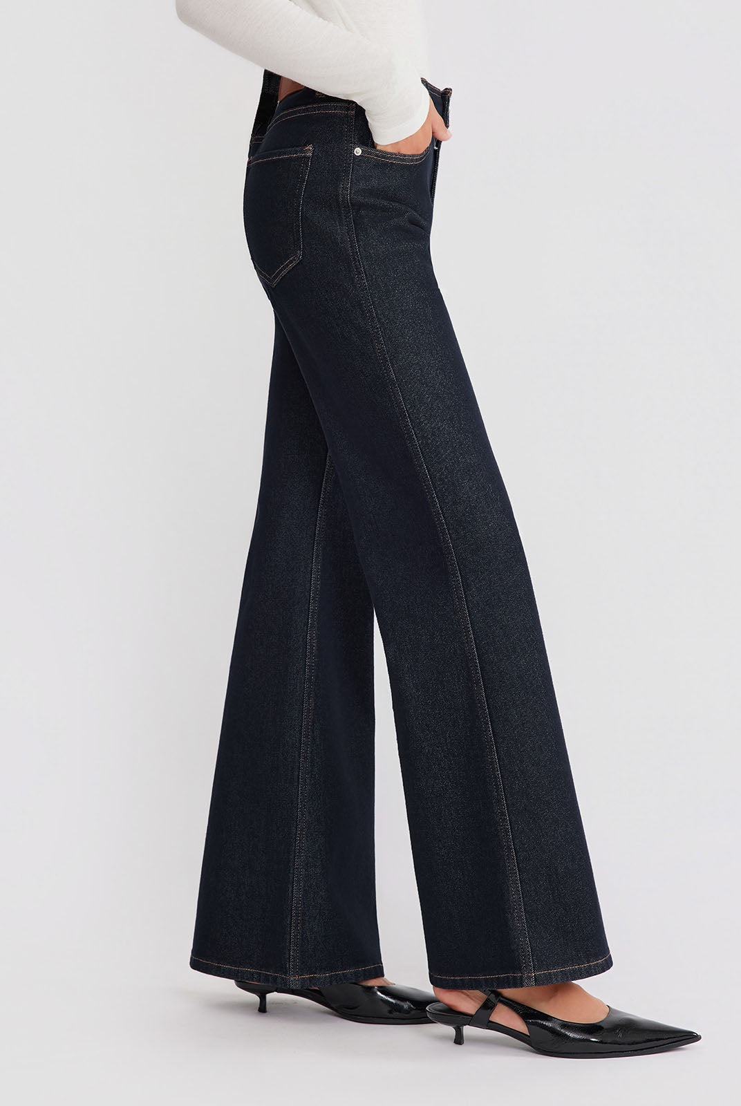 ASOBIO Mid-High Waist Flared Skinny Jeans