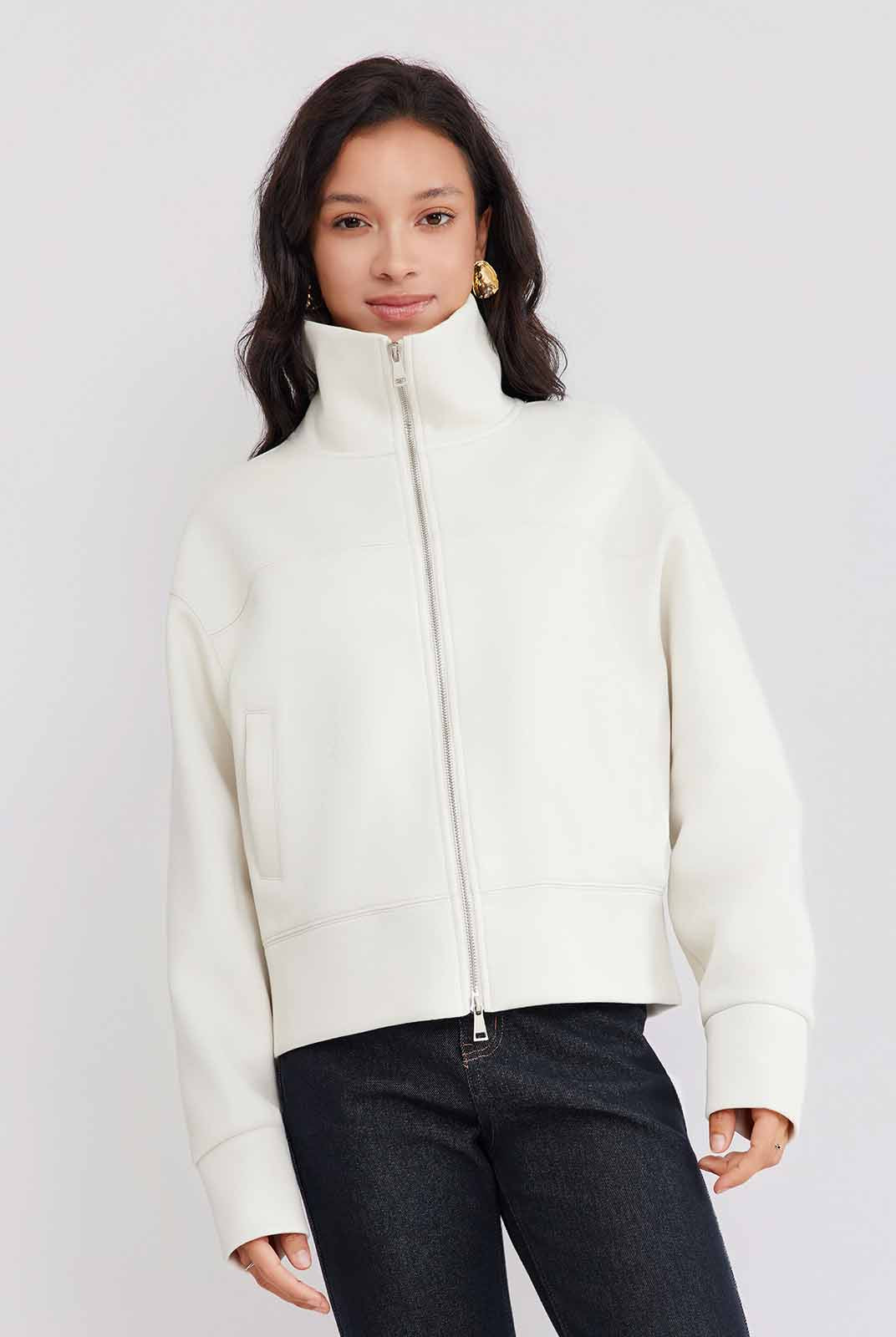 ASOBIO Stand-Collar Two-Way Zip Sweat Jacket