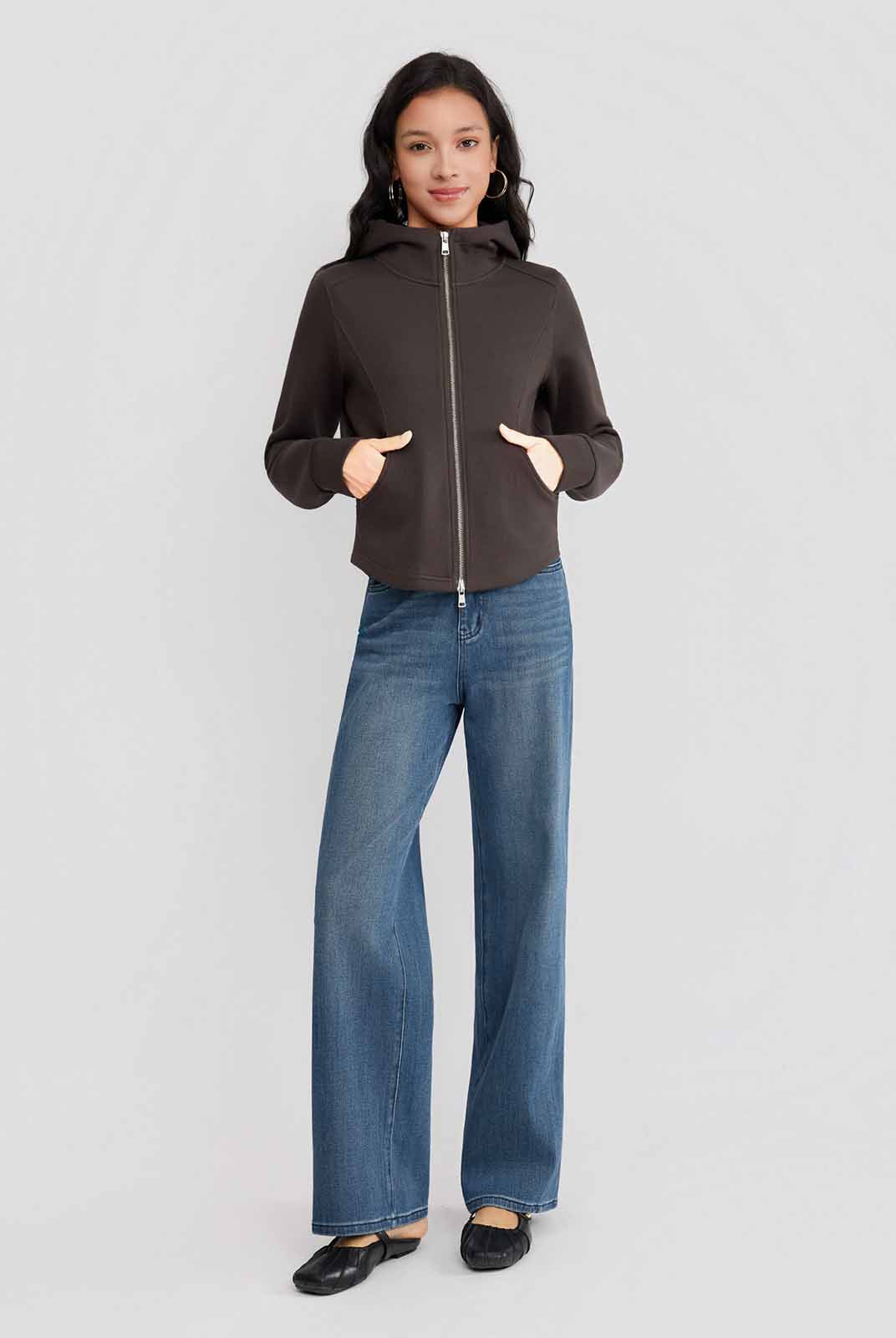 ASOBIO Hooded Panel Sweat Jacket