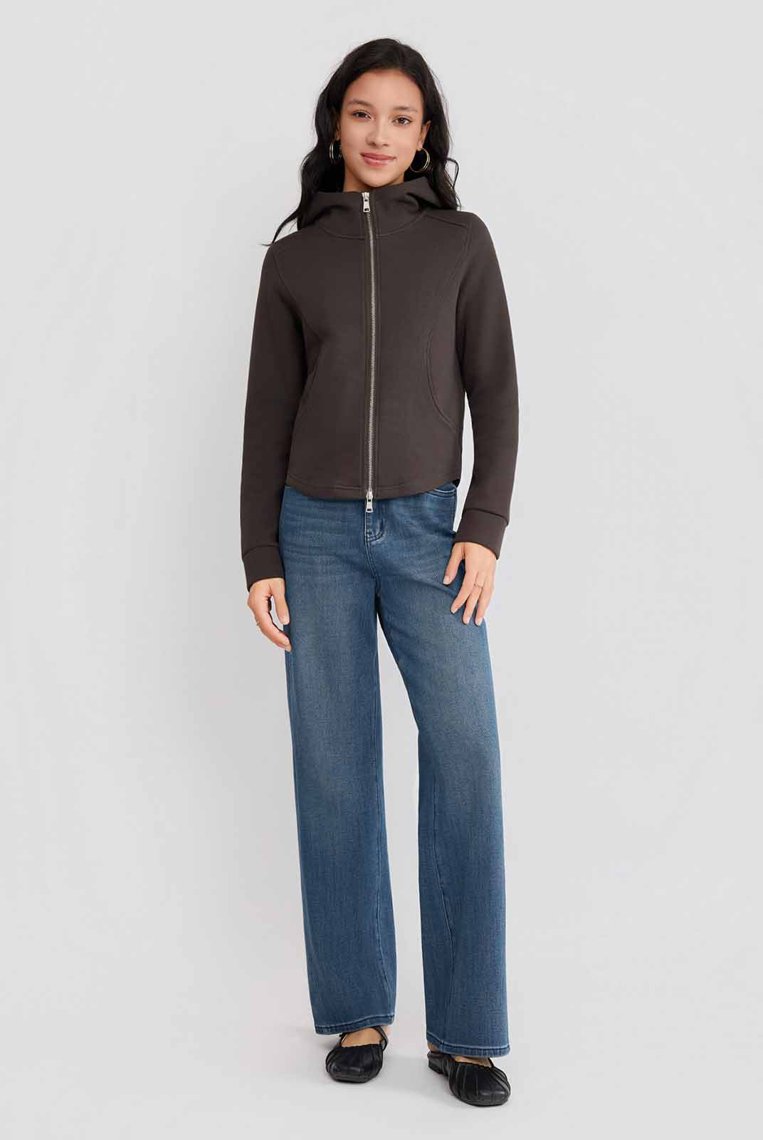 ASOBIO Hooded Panel Sweat Jacket