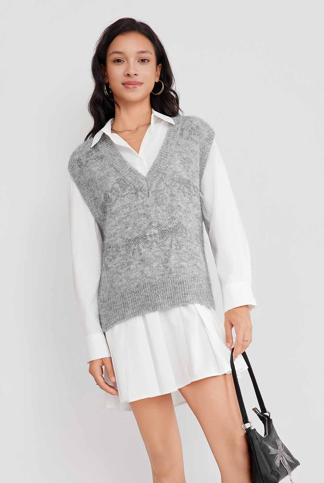 ASOBIO Bow-Pattern Knit Vest