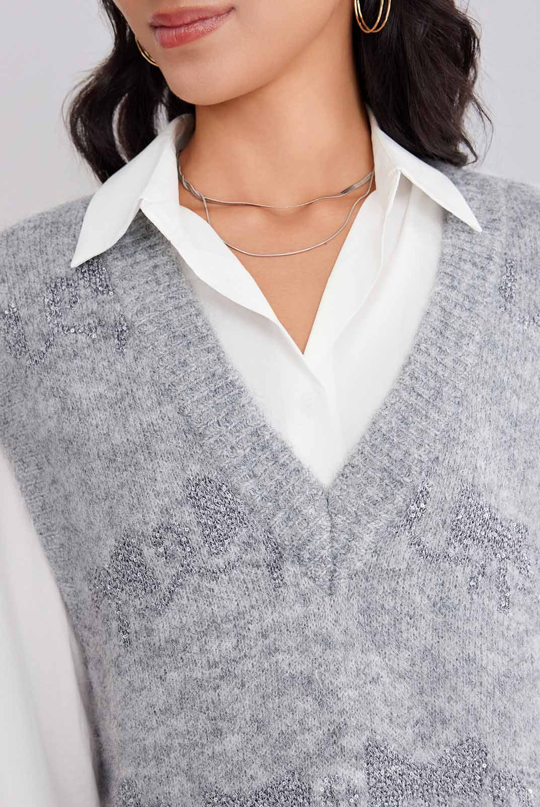 ASOBIO Bow-Pattern Knit Vest