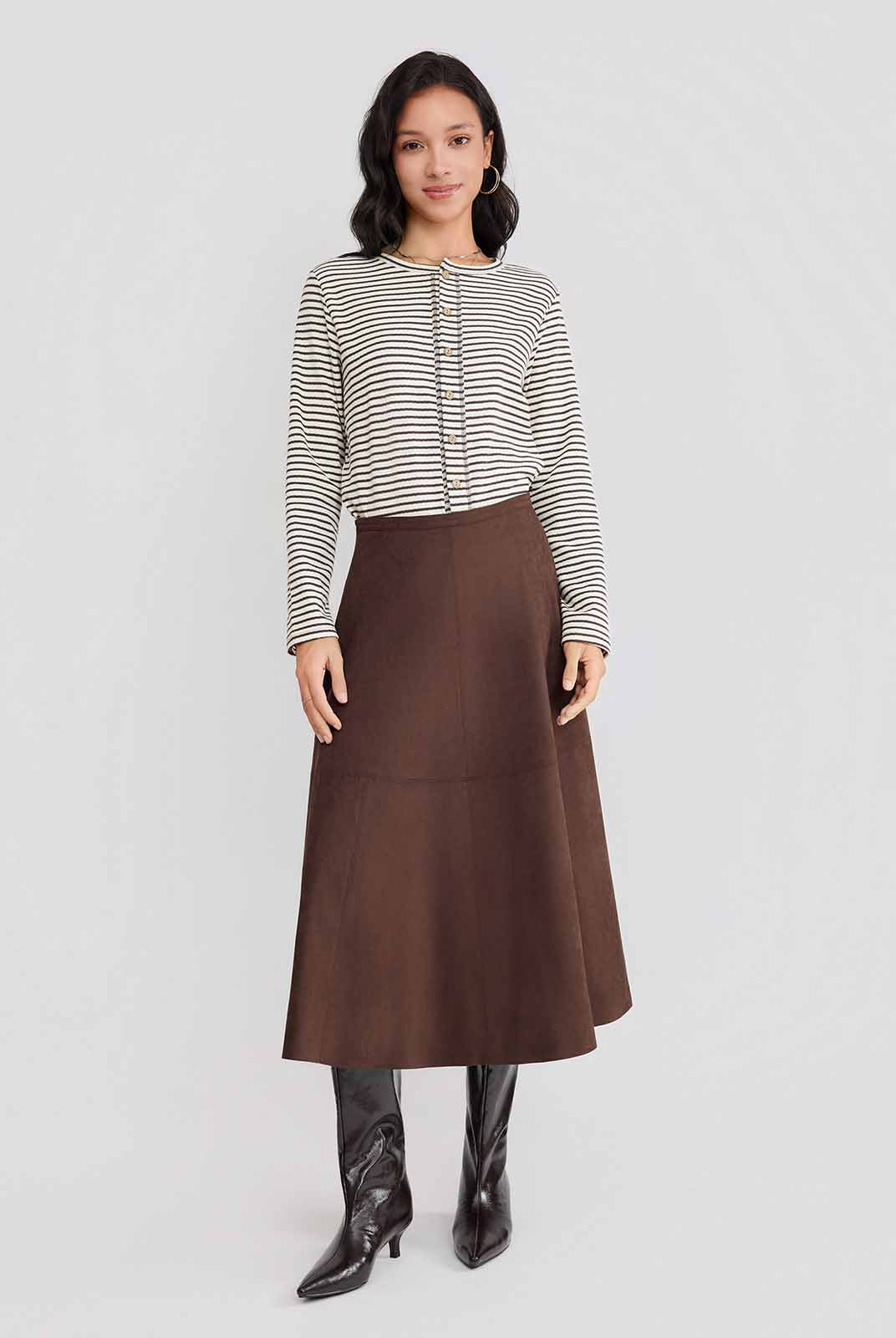 ASOBIO Suede Midi Skirt
