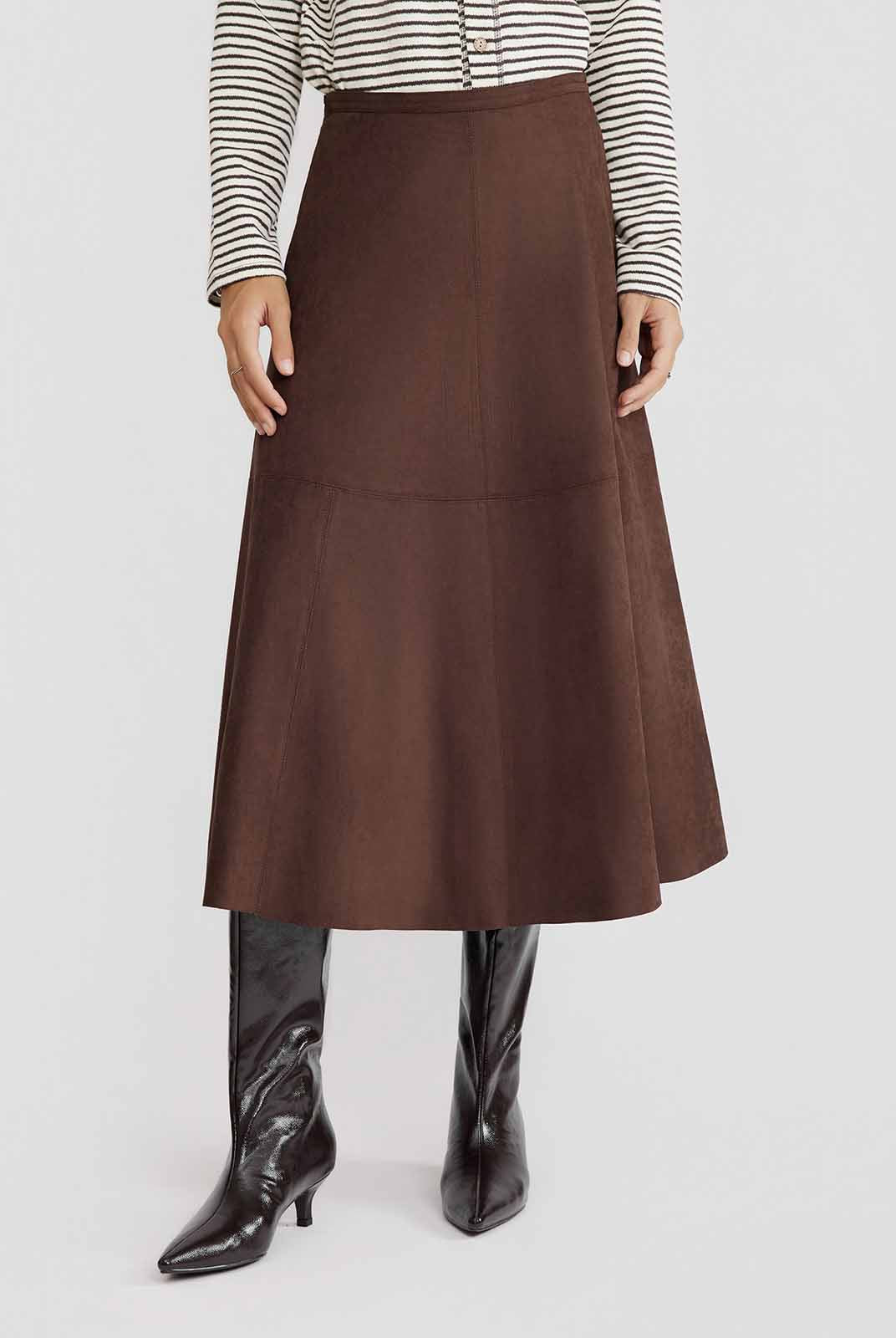ASOBIO Suede Midi Skirt