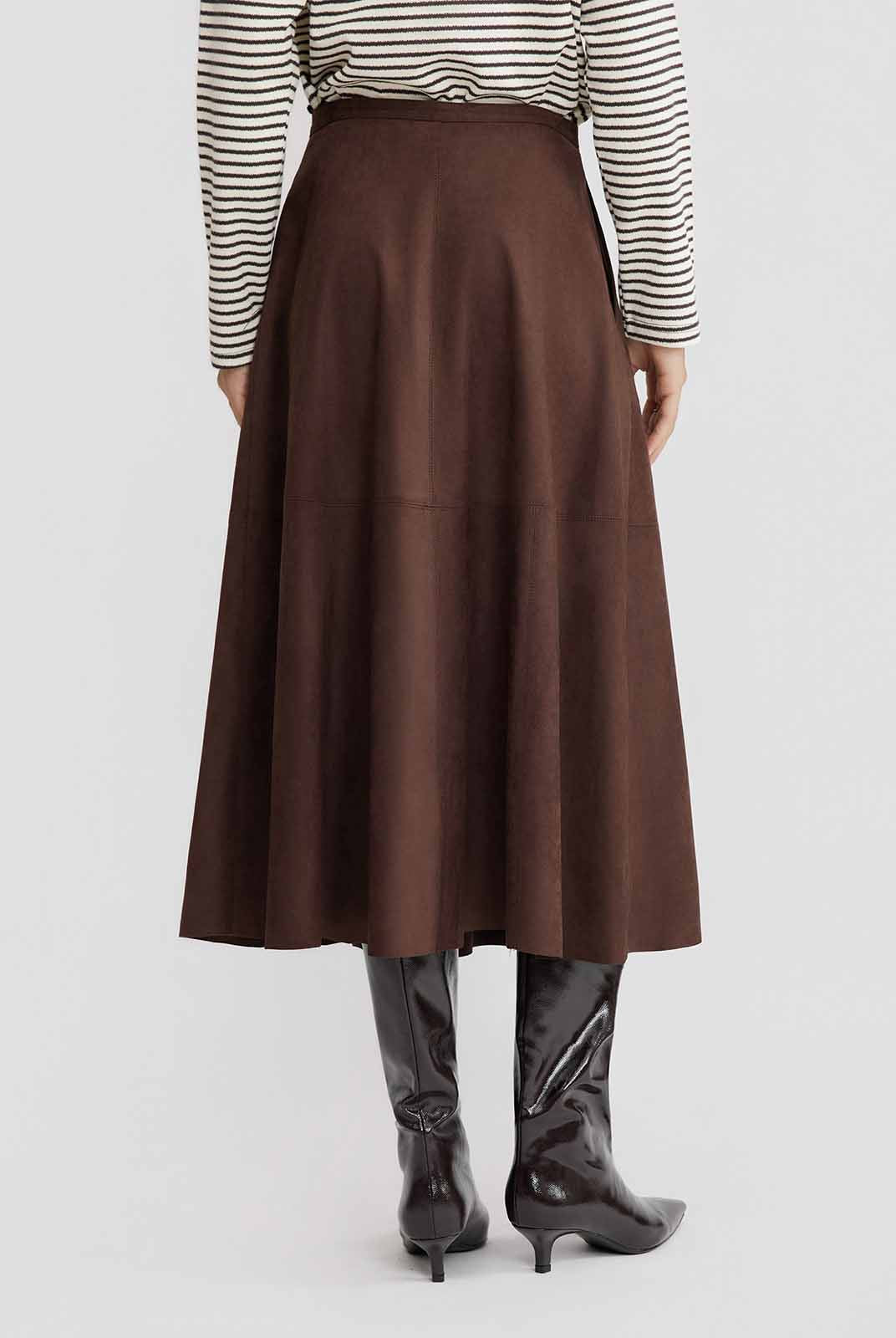 ASOBIO Suede Midi Skirt