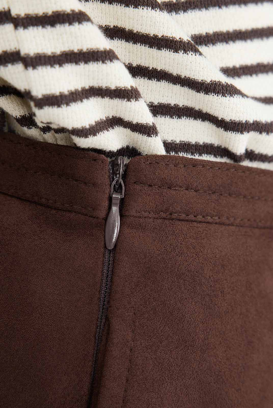 ASOBIO Suede Midi Skirt