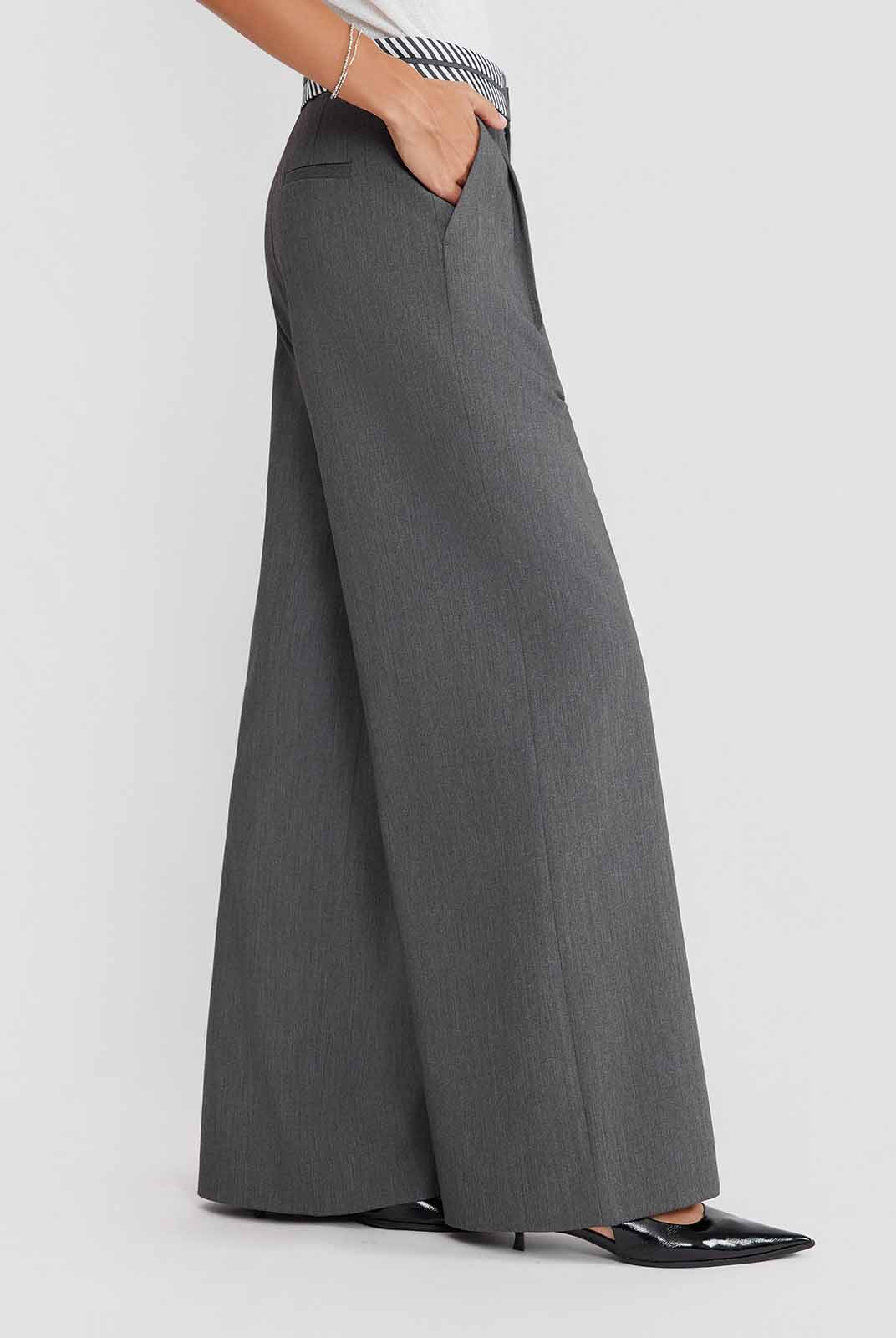 ASOBIO Tailored Contrast Waistband Straight-Leg Trousers