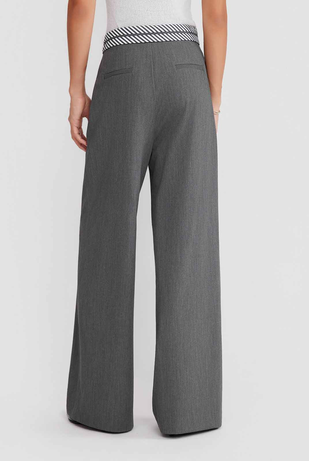 ASOBIO Tailored Contrast Waistband Straight-Leg Trousers