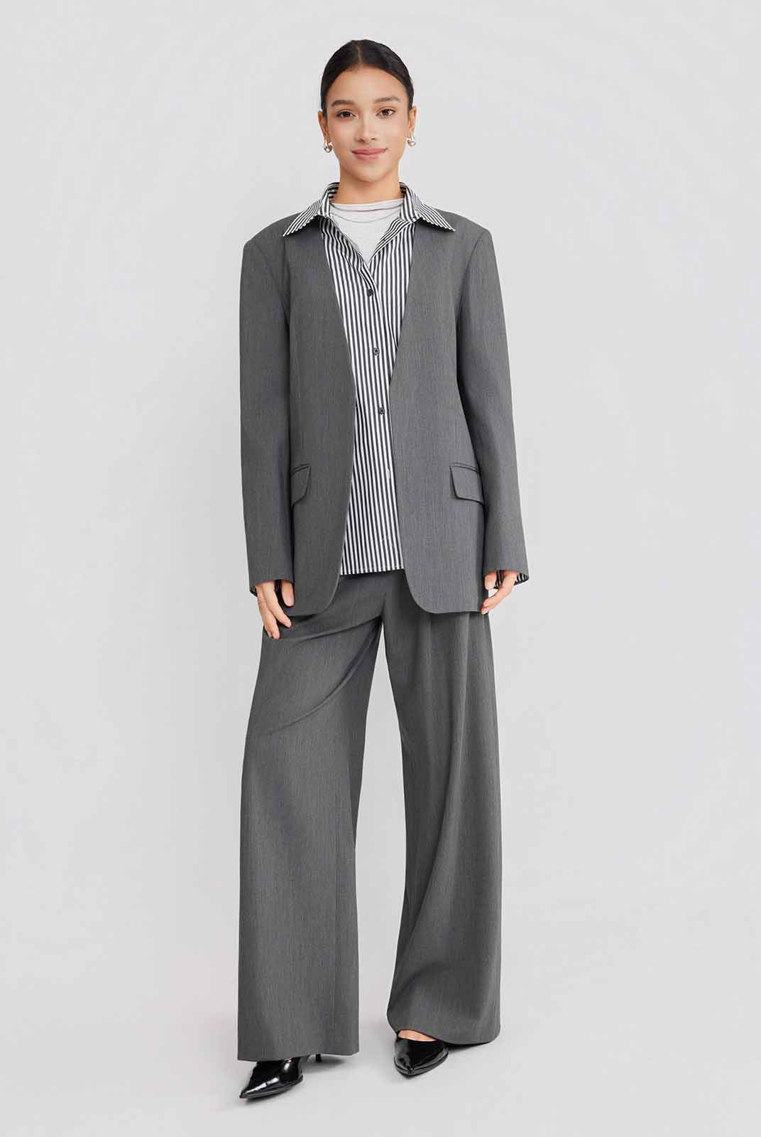 ASOBIO Detachable Collar Relaxed Blazer