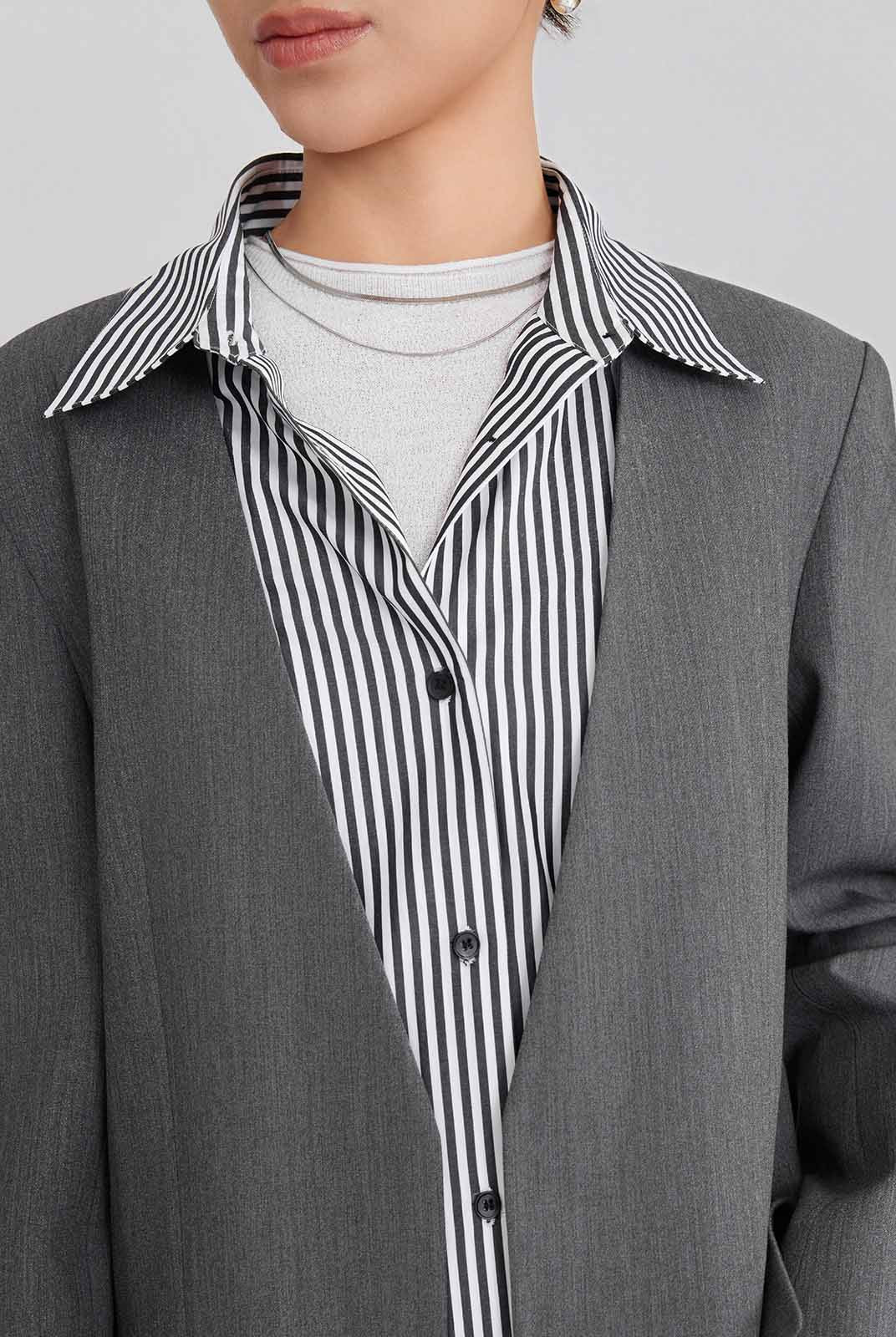 ASOBIO Detachable Collar Relaxed Blazer