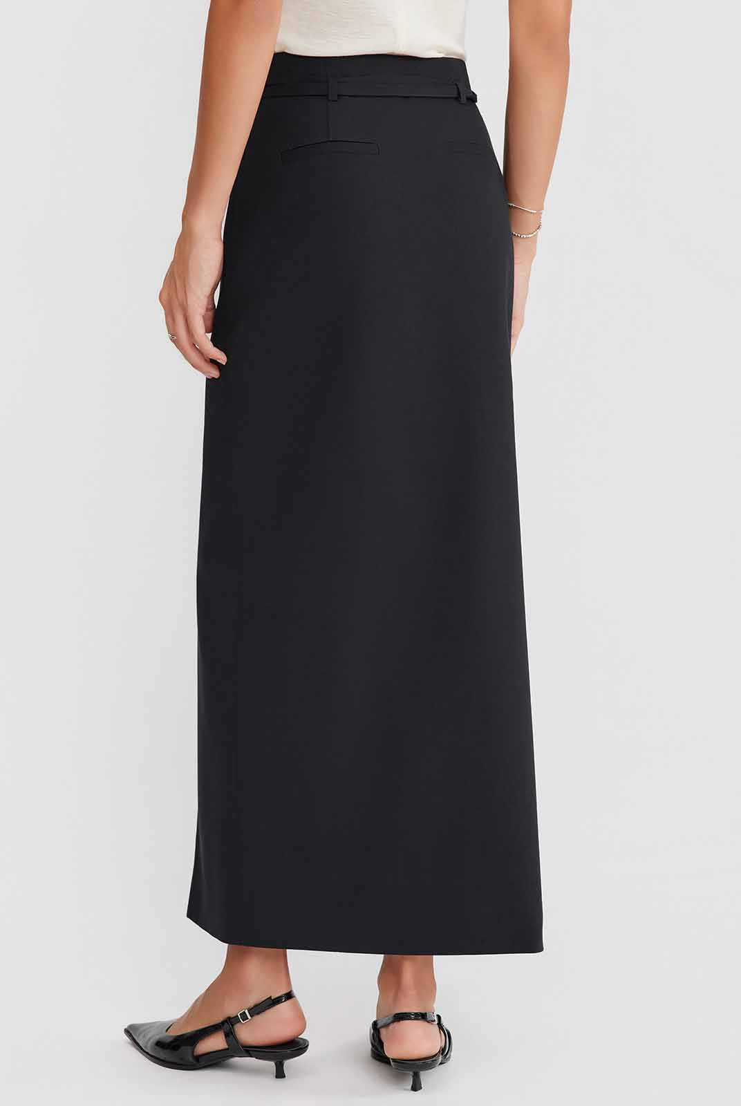 ASOBIO Belted Front-Slit Maxi Skirt
