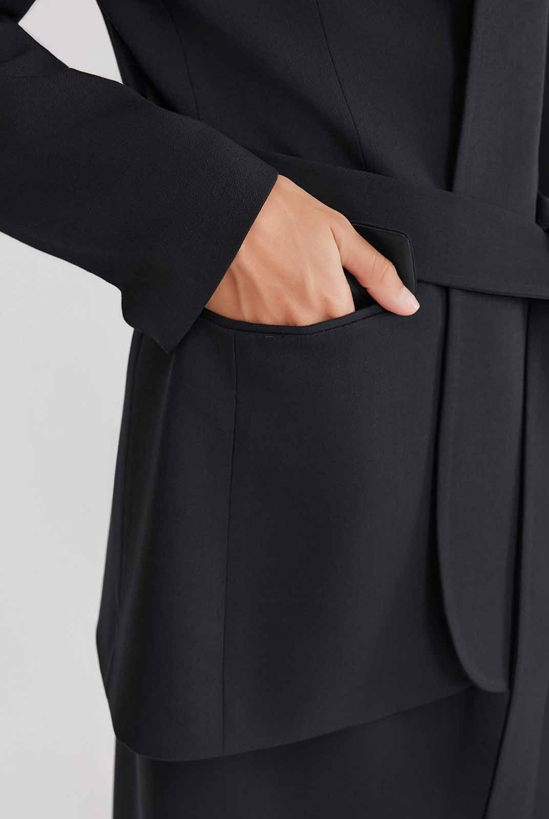 ASOBIO Belted V-Neck Structured Blazer