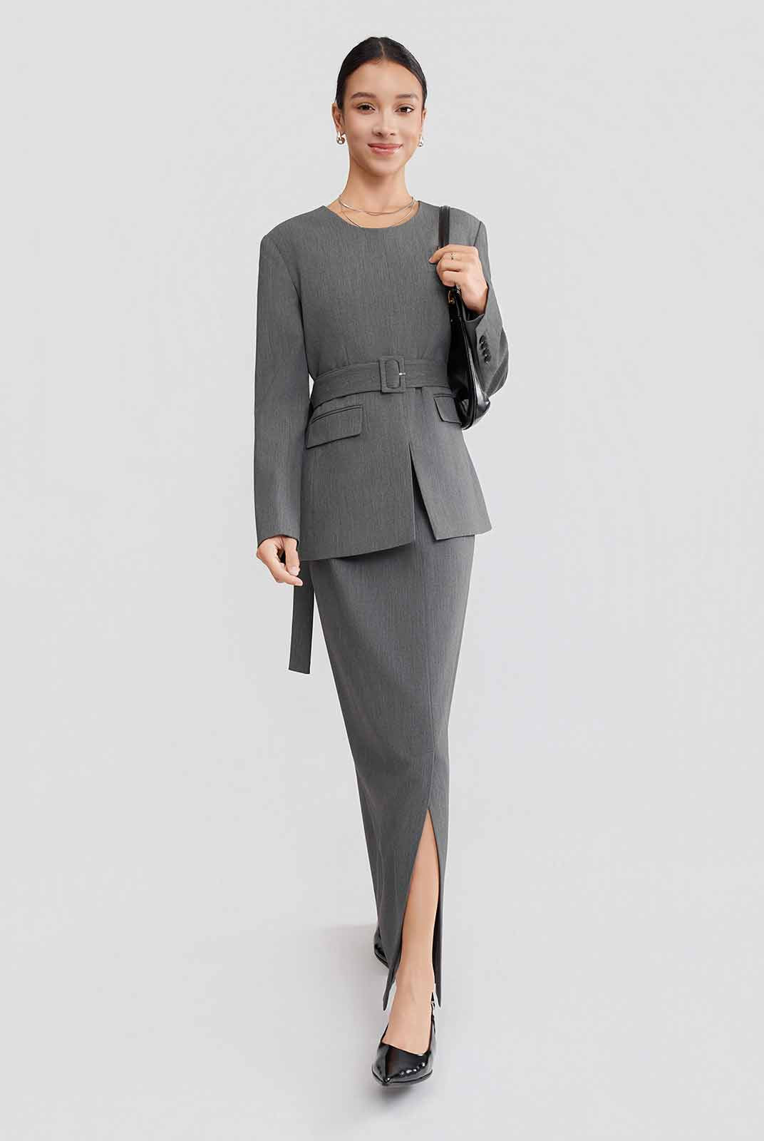 ASOBIO Belted Pullover Blazer