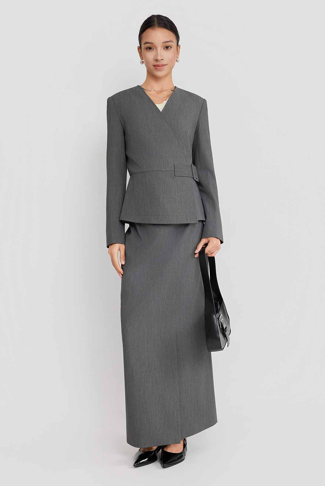 ASOBIO Wrap V-Neck Belted Blazer