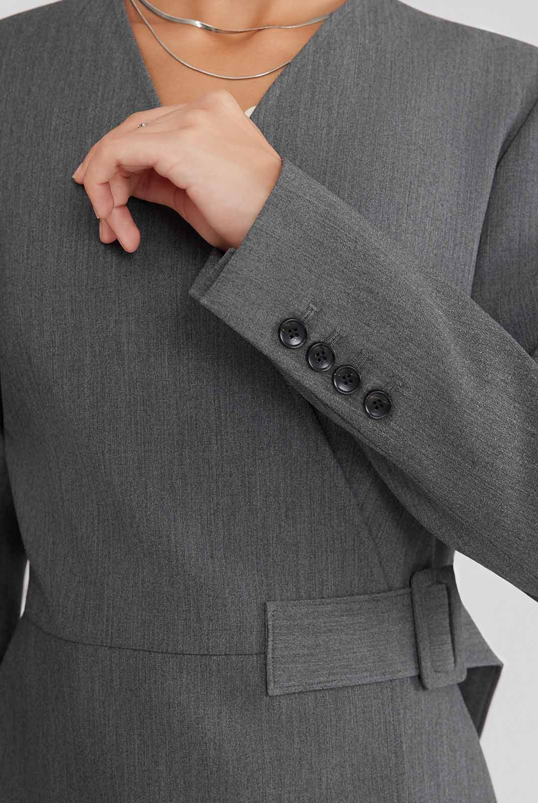 ASOBIO Wrap V-Neck Belted Blazer